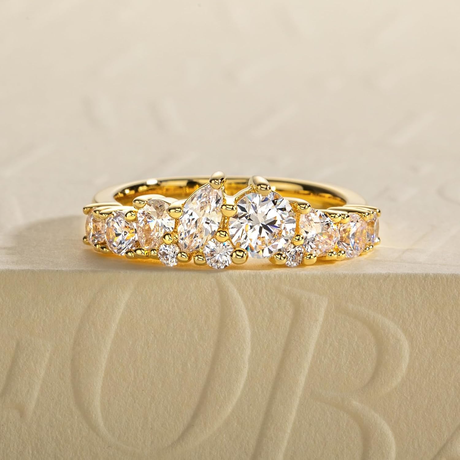 Cubic Zirconia Stackable Wedding Band Eternity Rings 5A Grade CZ Bridal Set Engagement Anniversary Band Ring for Women Size 5-9