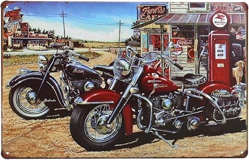 Placa de pared retro vintage de 8 x 12 pulgadas para motocicleta, decoración de bar y cafetería (1268)