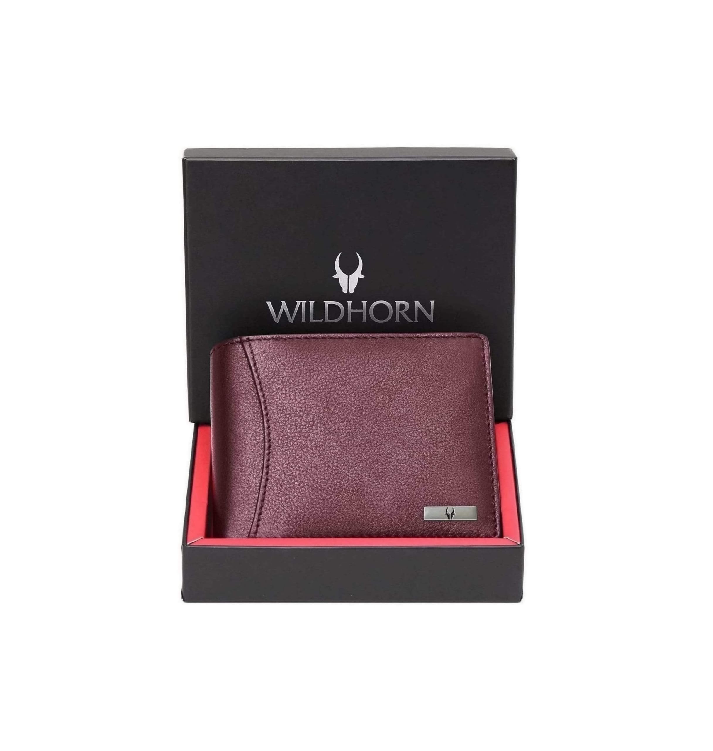 RFID Protected Leather Wallet for Men, Maroon