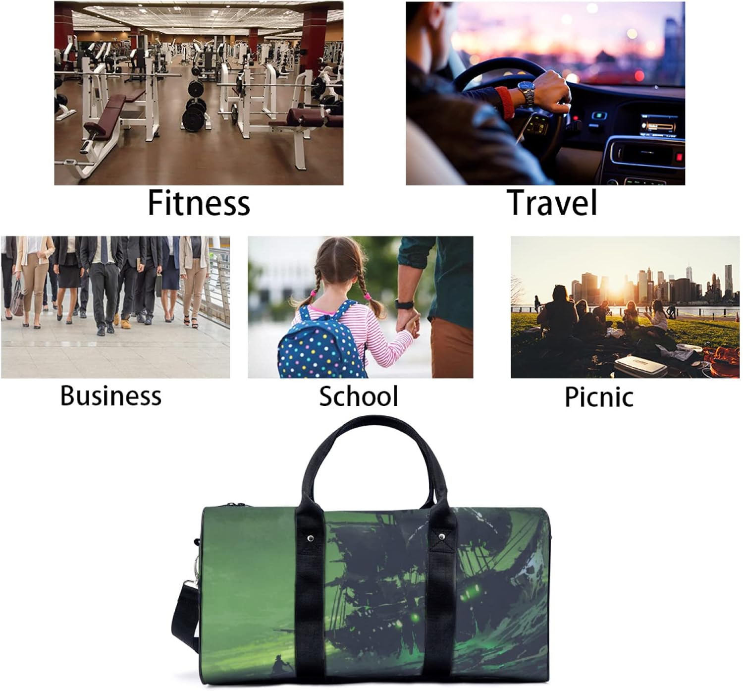 ジャングルアニマルズ ダッフルバッグ 旅行ハンドバッグ オーガナイザーバックパック キッズ 女の子 男の子 水泳 ヨガリン エルク