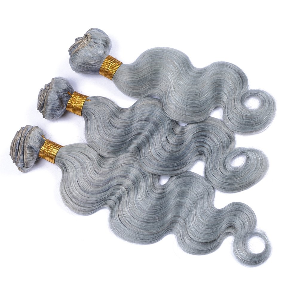 8A Brazilian Virgin Hair Body Wave Platinum Grey 3Pcs Lot Mixed Lengths 10-30inch Gray Human Hair Weave 3 Bundle Deals Silver Grey Wavy Hair Weft Extensions (12 12 12)
