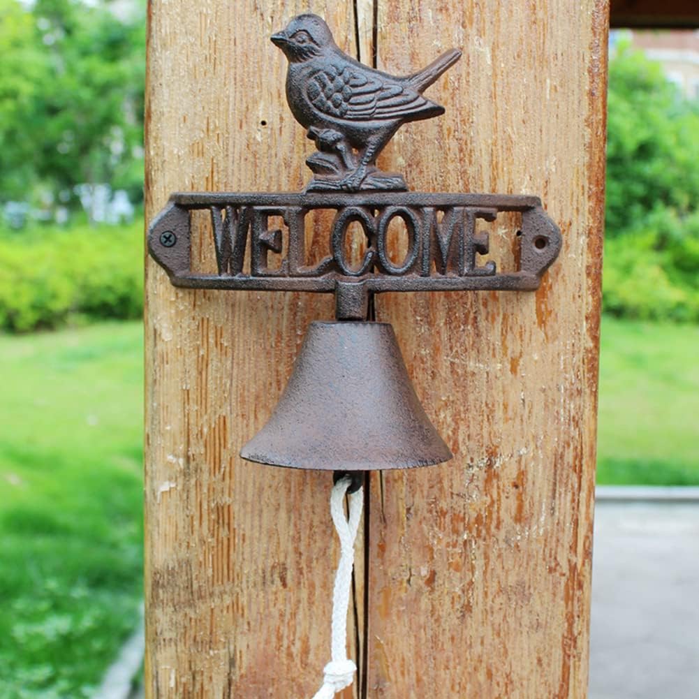 Door Bell, Decoration Bell with Bracket, Vintage Door Bell,Manual Doorbell， Hanging Wall Bell Ornaments Garden Home Wall Decoration Bird Door Decoration Bell Heavy Decorative Wall Bell Hanging, 21cm