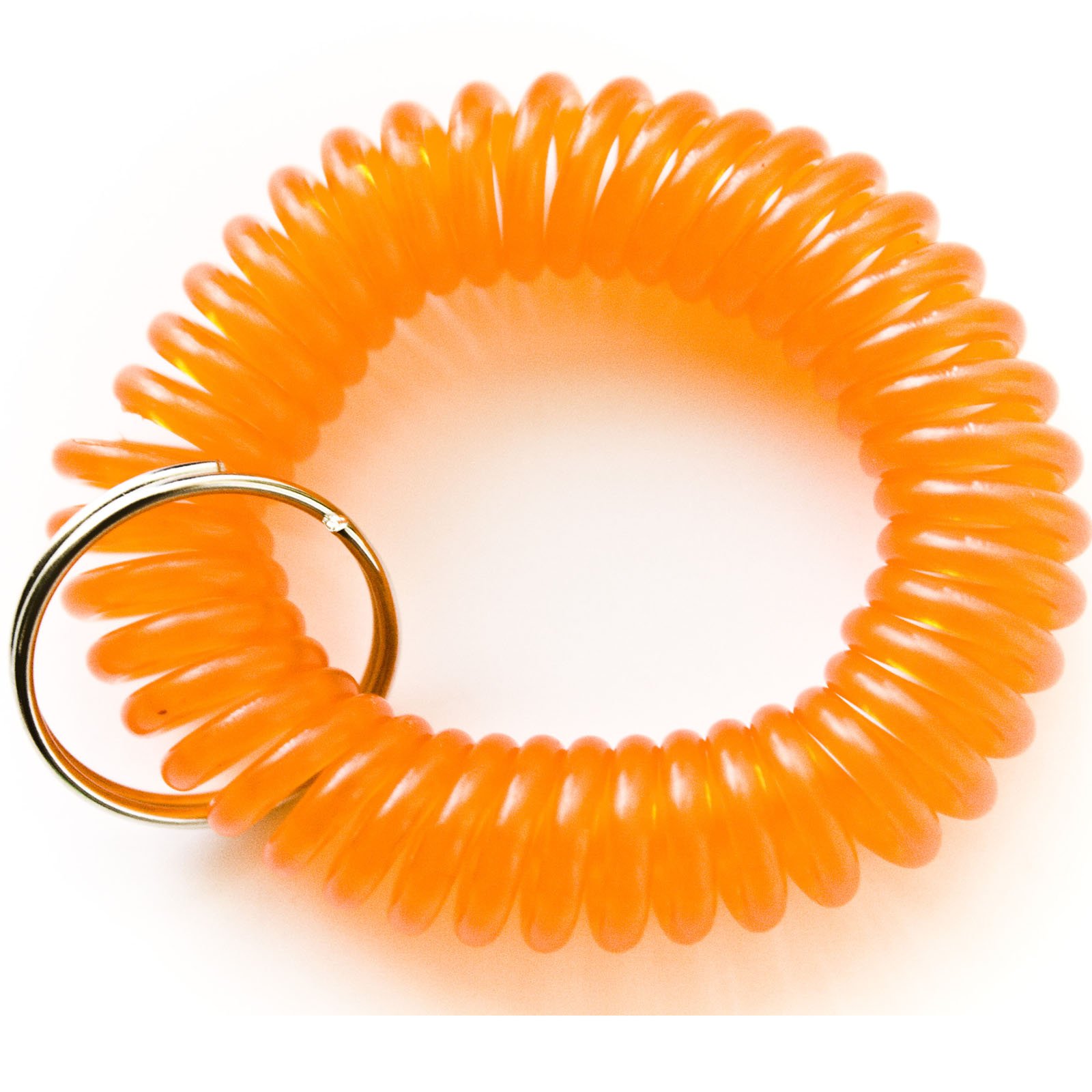 ONDEPOT 50PCS Orange Color Soft Spring Spiral Coil Elastic Wrist Band Key Ring Chain