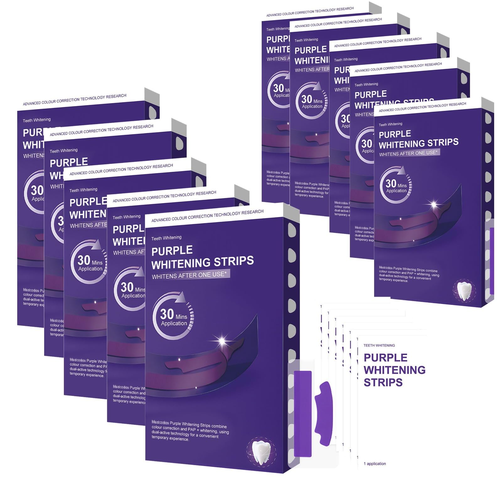 Bande Blanchiment Dentaire Violettes, Sans Danger pour l'émail Blanchiment | Dents pour Correction Dentaire Professionnel Sans Danger pour l'émail Blanchiment de la Couleur Teeth Whitening Strips