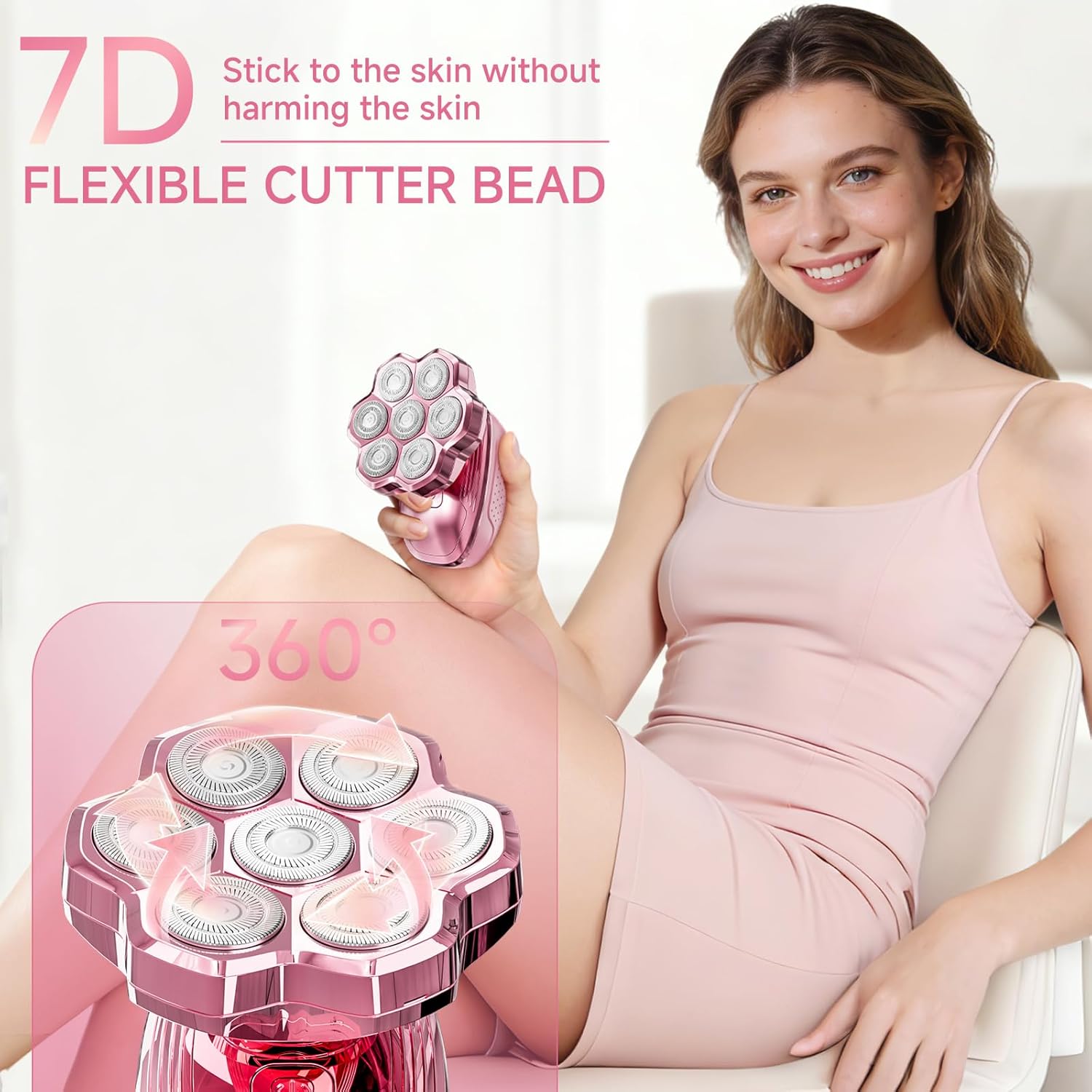 Electric Razors for Women Legs, 5-in-1 Electric Shaver for Women & Body Shaver, Waterproof Wet/Dry 7-Blade Women’s Electric Shaver with Womens Facial Hair Shaver for Lady Face Underarms Public - Image 3