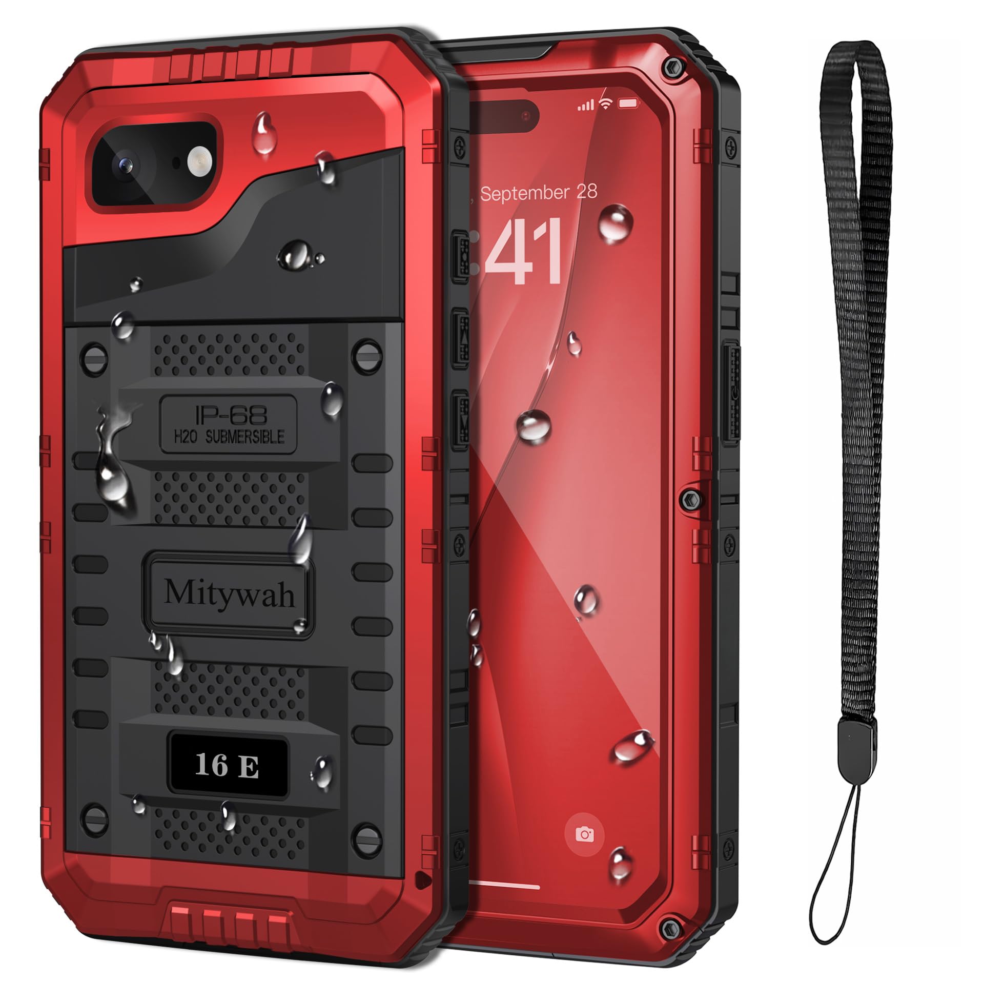 Mitywah Waterproof Case for iPhone 16e and for iPhone 17e, Shockproof Heavy Duty Case with Built-in Screen Protector, Underwater Full Body Protective
