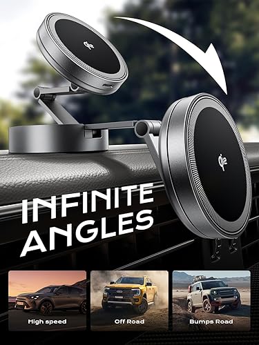 Miniatura 7 de THREEKEY Qi2 - Cargador de montaje en auto MagSafe certificado para automóvil, cargador inalámbrico para automóvil, cargador magnético de 15 W,