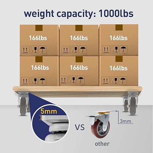 Miniatura 35 de SY America 3.5" 4 Pack Plate Caster, Thermoplastic Light Heavy Duty Rubber Gray Swivel Caster, Top Plate Casters, 1200 lbs Total Capacity