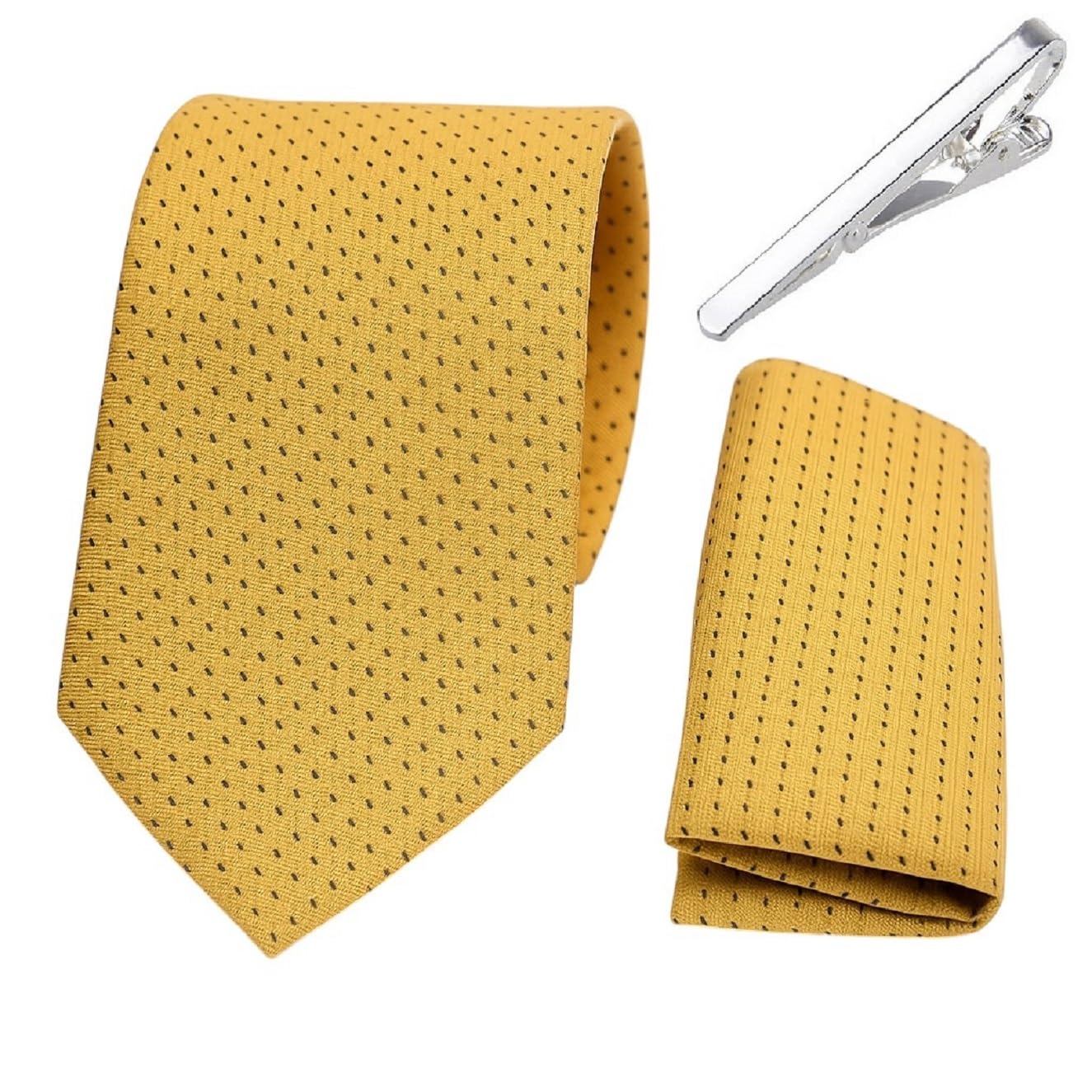 FashMade Italian Microfibre Tie & Pocket Square Combo with Silver Brass TiePin | 2.75 Inch Broad Tie | 10x10 inch Pocket Square TP-34-image-12