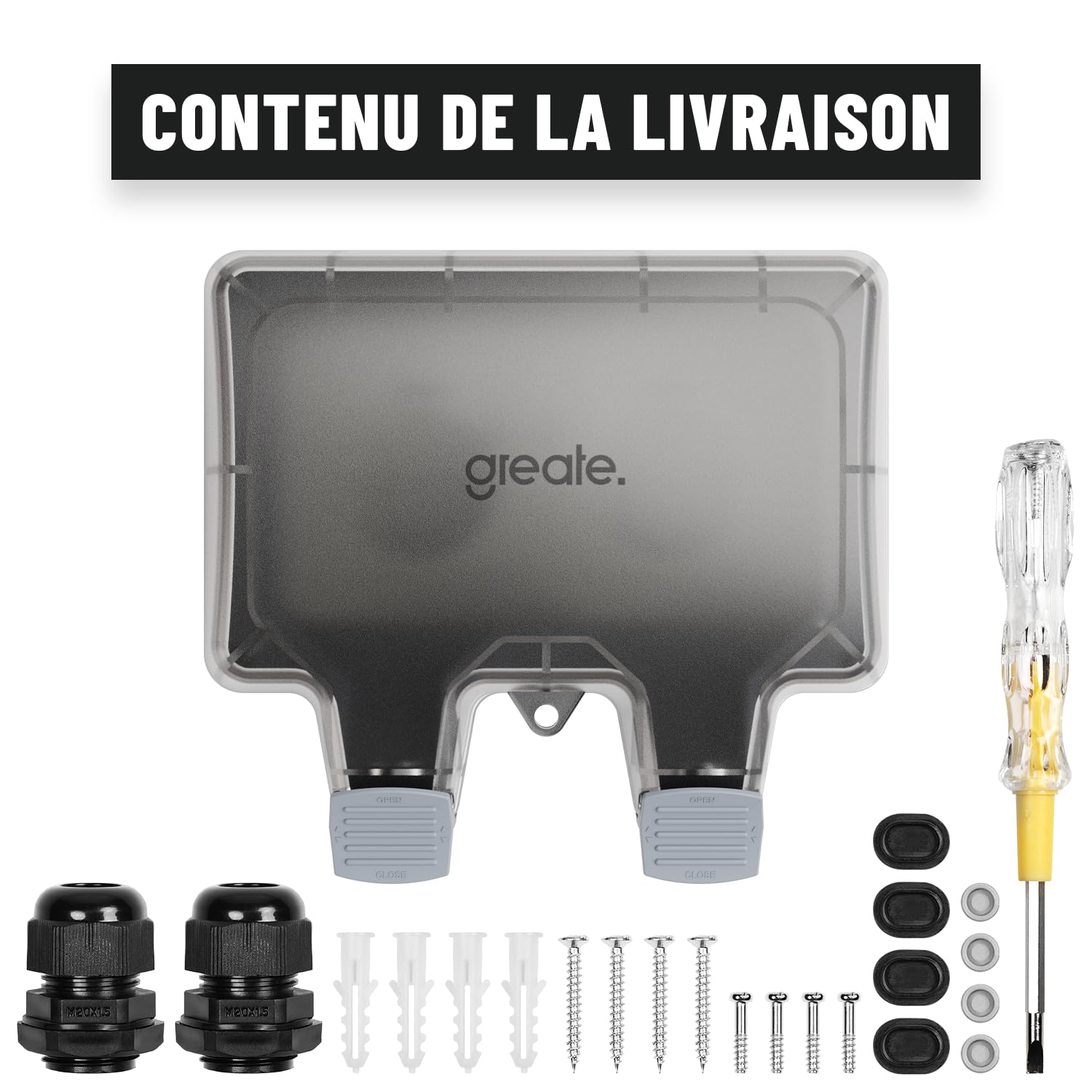 greate double interupteur electrique exterieure verrouillable et étanche | Lot de 4 - IP66 Protection - multi prise exterieure étanche double - multiprise etanche exterieur