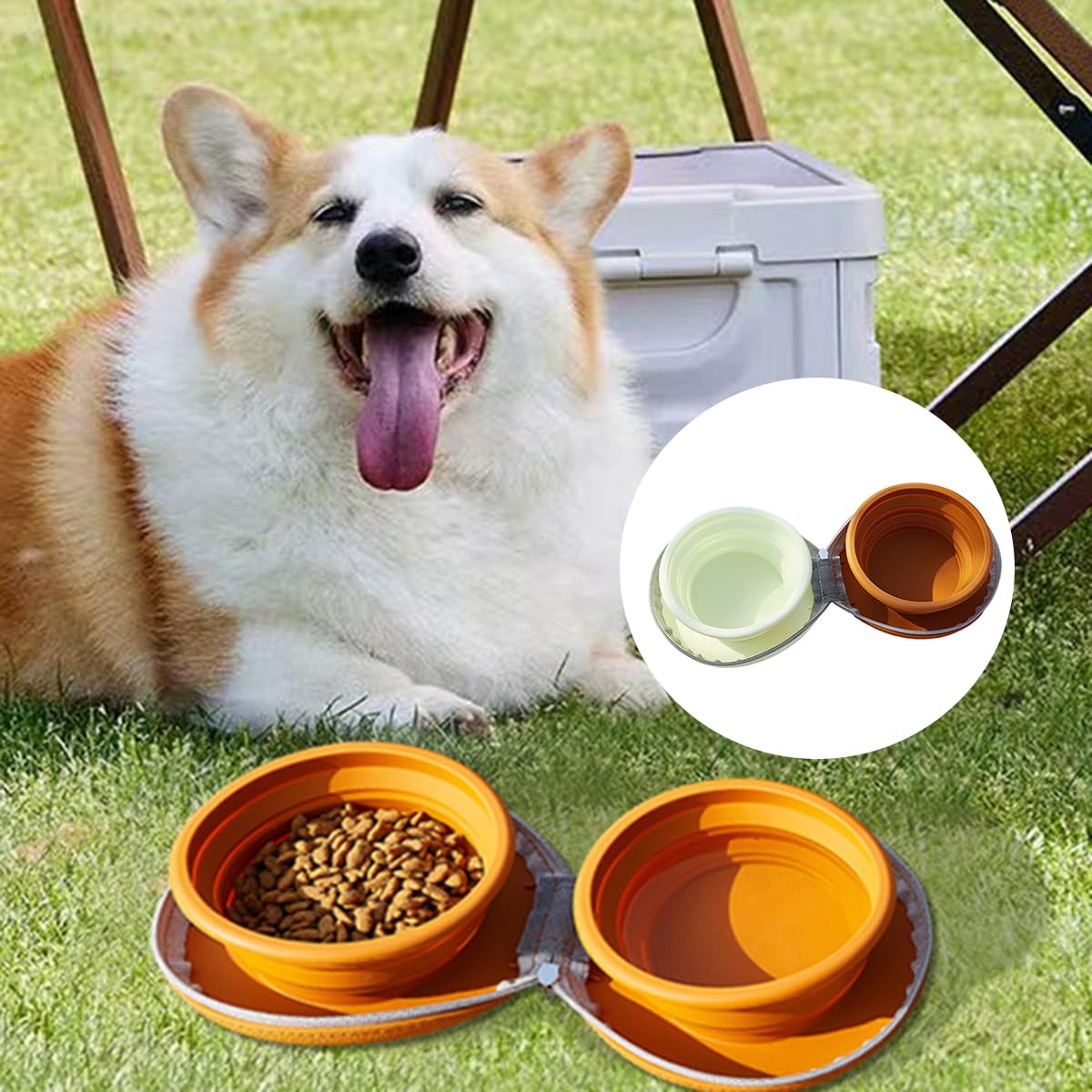 Gamelle pliable pour animal de compagnie – Sac à main en silicone résistant à la température pour le camping, la randonnée, les déplacements, idéal pour les chiens (1 pièce)
