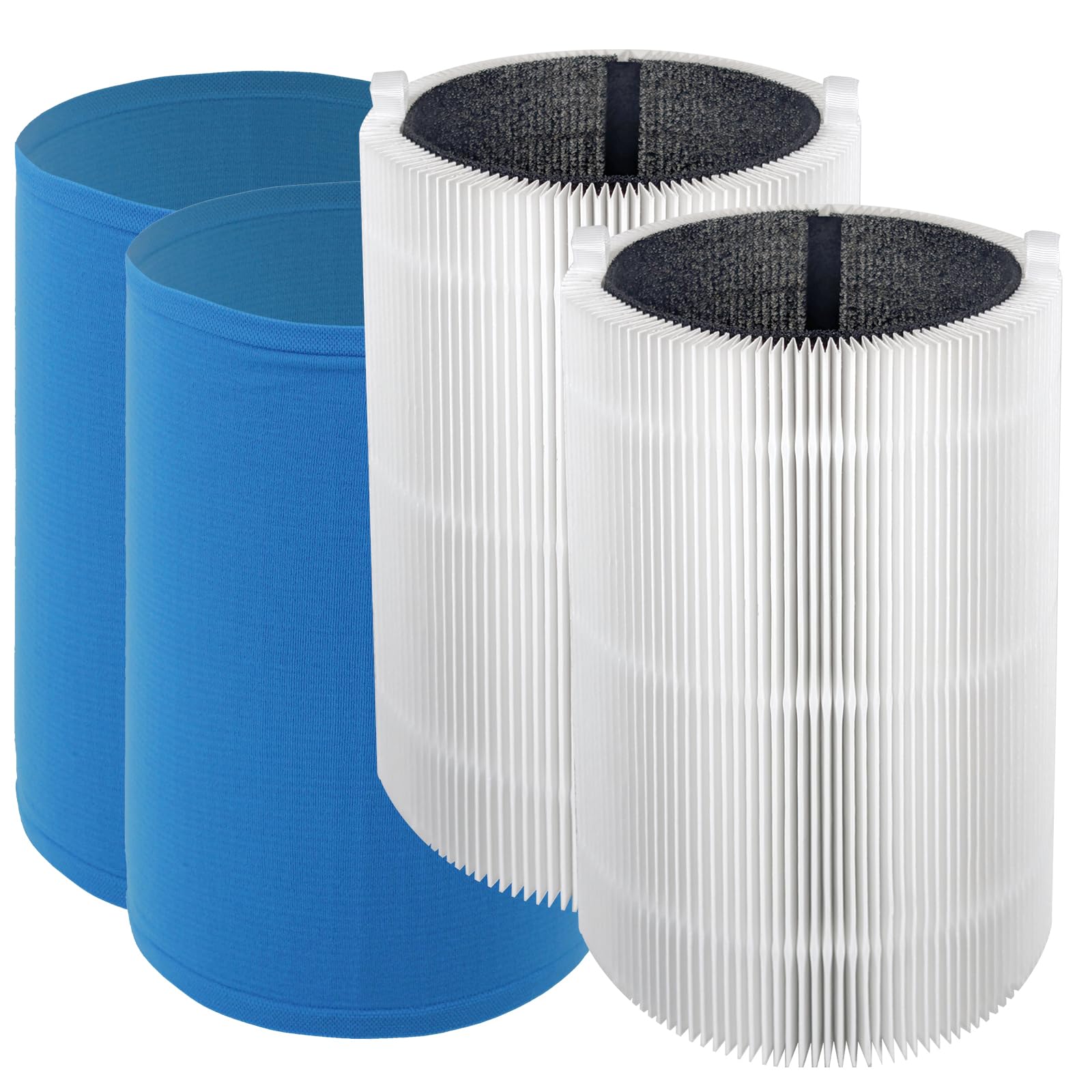 Spares2go Filter Kit for Blueair Air Purifier HEPA Carbon Sleeve Blue Pure 411 3210 Joy S (Pack of 2)