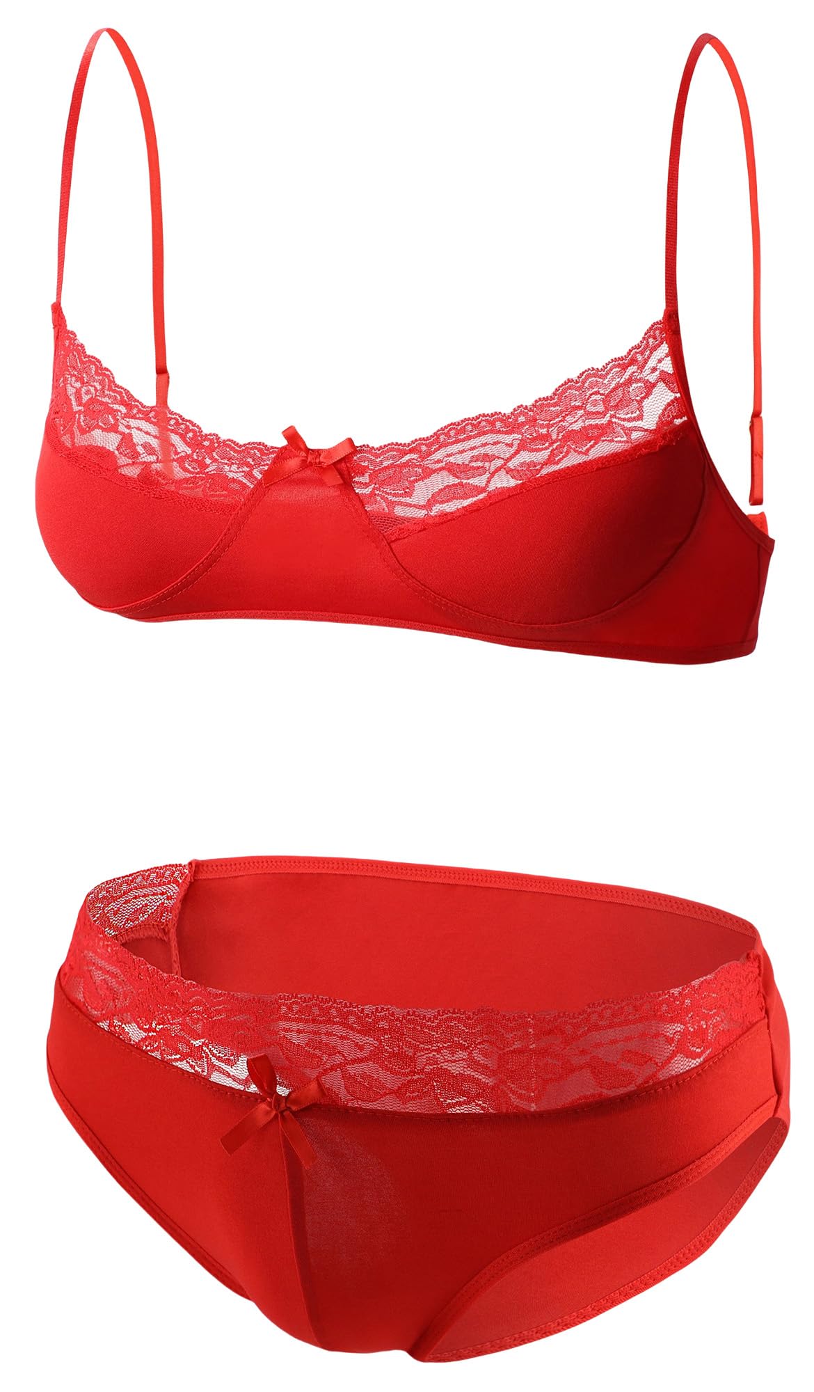Happy Cherry Männer Bikini Crossdressing Dessous-Set Spitzen-BH Unterwäsche Set 2-Teilig
