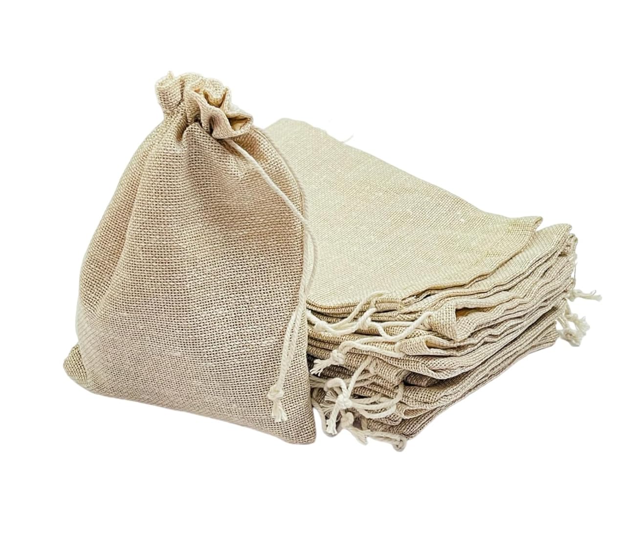 Natural Jute pouch with Drawstring 9x6in/23x15cm, Jute potli bag for gift, Burlap Gift Bags For Festivals, Functions, Baby Showers, Parties, Return Gifts, Handmade & Made in India, Pack of 10-image-14