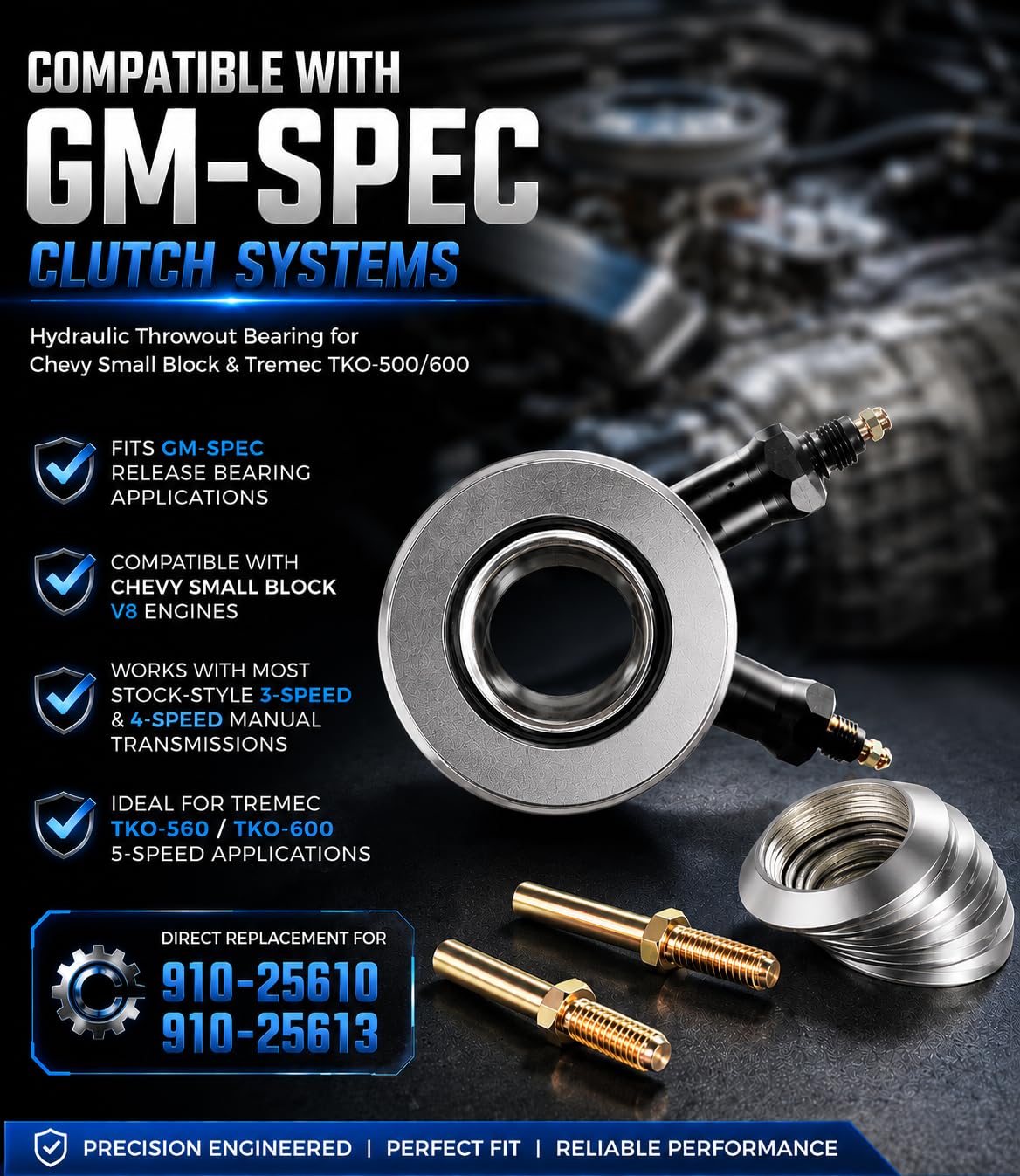 Cuscinetto idraulico per la maggior parte delle frizioni a 3 velocità e 4 velocità di Chevy, per tutte le frizioni a membrana OEM e OEM10-1/2- e 11"