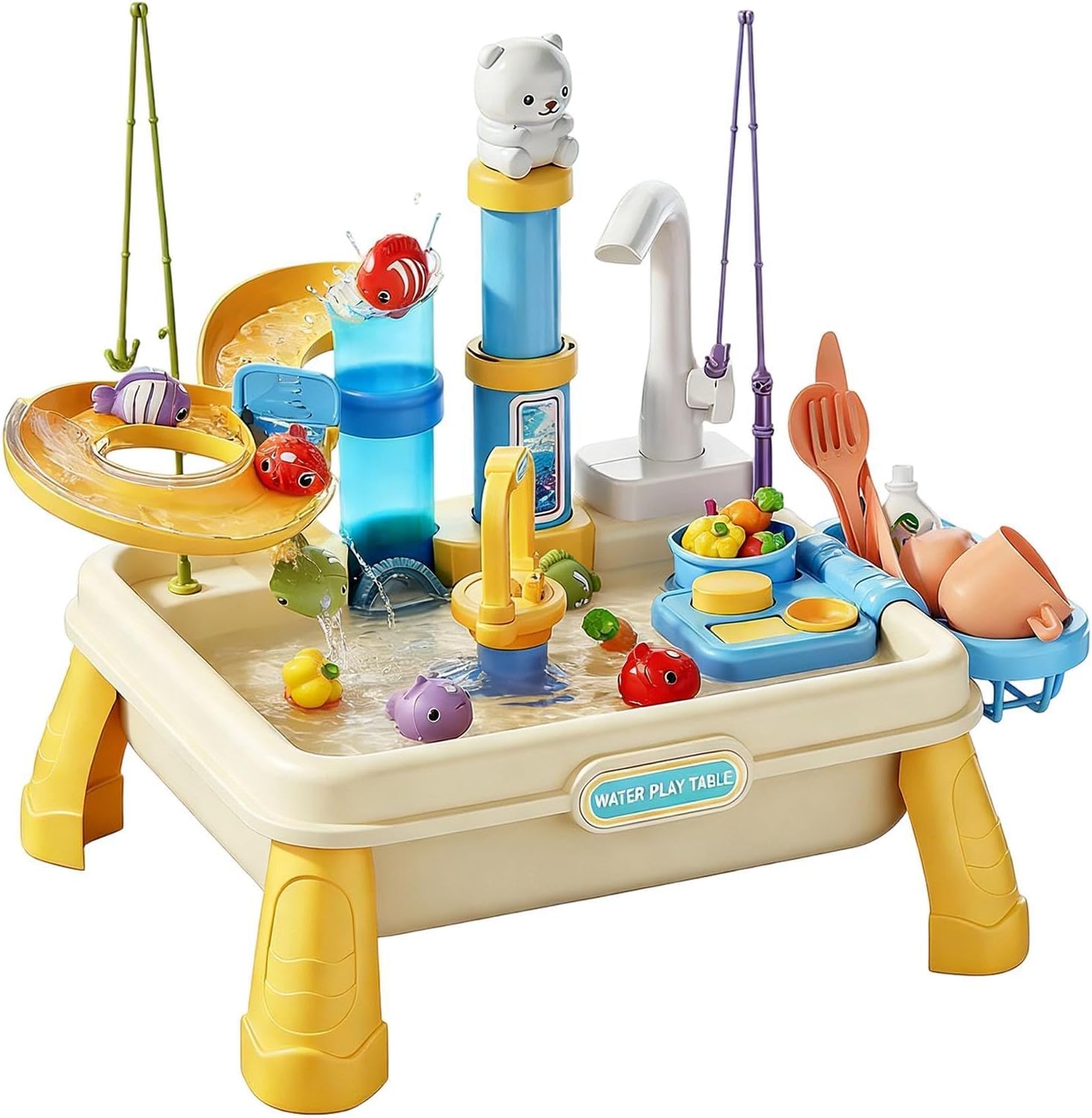 Water Table - Outdoor Sensory Game Built-in Pump - Water Activity Table,for Boys Girls Ages 4-8 Playroom Daycare Patio Beach Garden Park