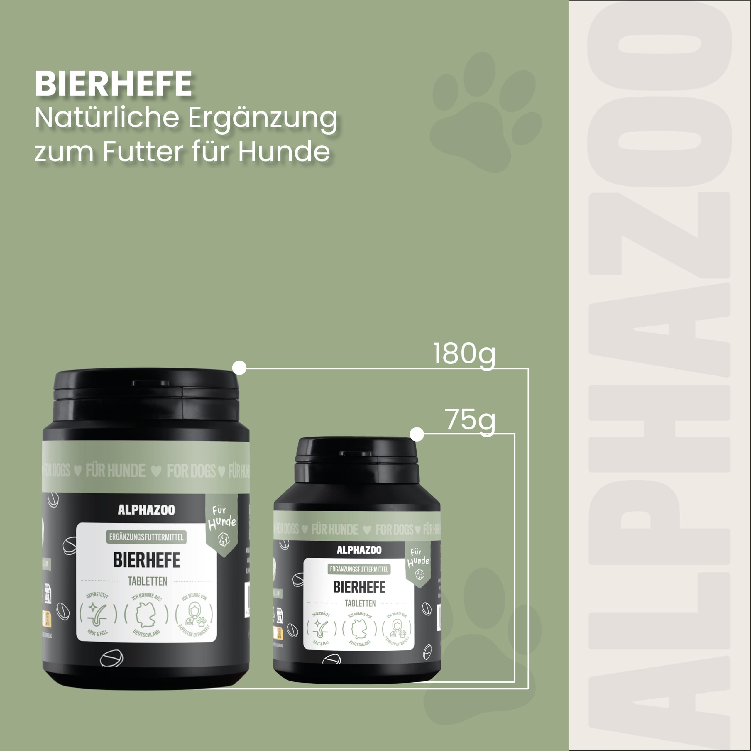 alphazoo Compresse di lievito di birra Cane 50 compresse, prodotto naturale per pelo lucido e pelle vitale, lievito di birra, minerali e vitamine per cani gatti contro la perdita di capelli e zecche