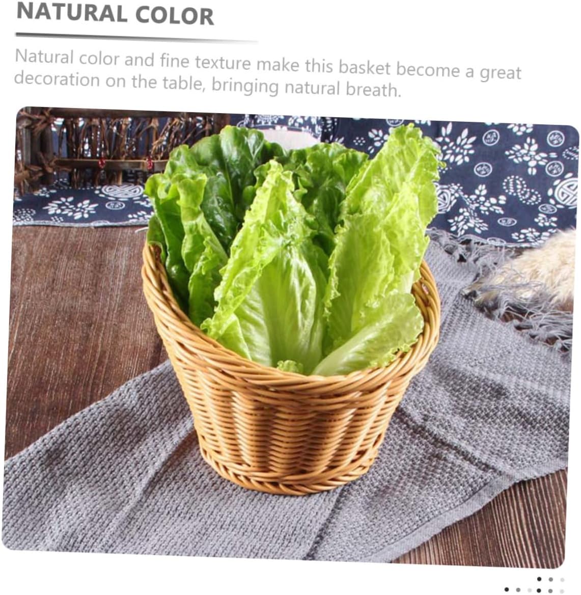 Woven Rattan Bread and Fruit Basket Handcrafted Multi-function Vegetable Storage Tray for Kitchen Dining Tabletop and Restaurant Serving