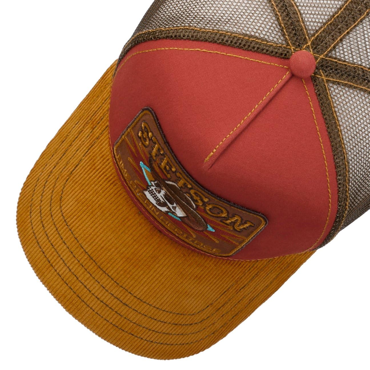 Stetson Trucker Cowboy Skull CzapkaMężczyźni - czapka tirowca baseball cap z meshu Snapback, daszkiem, daszkiem wiosna-lato jesień-zima Wiosna Lato