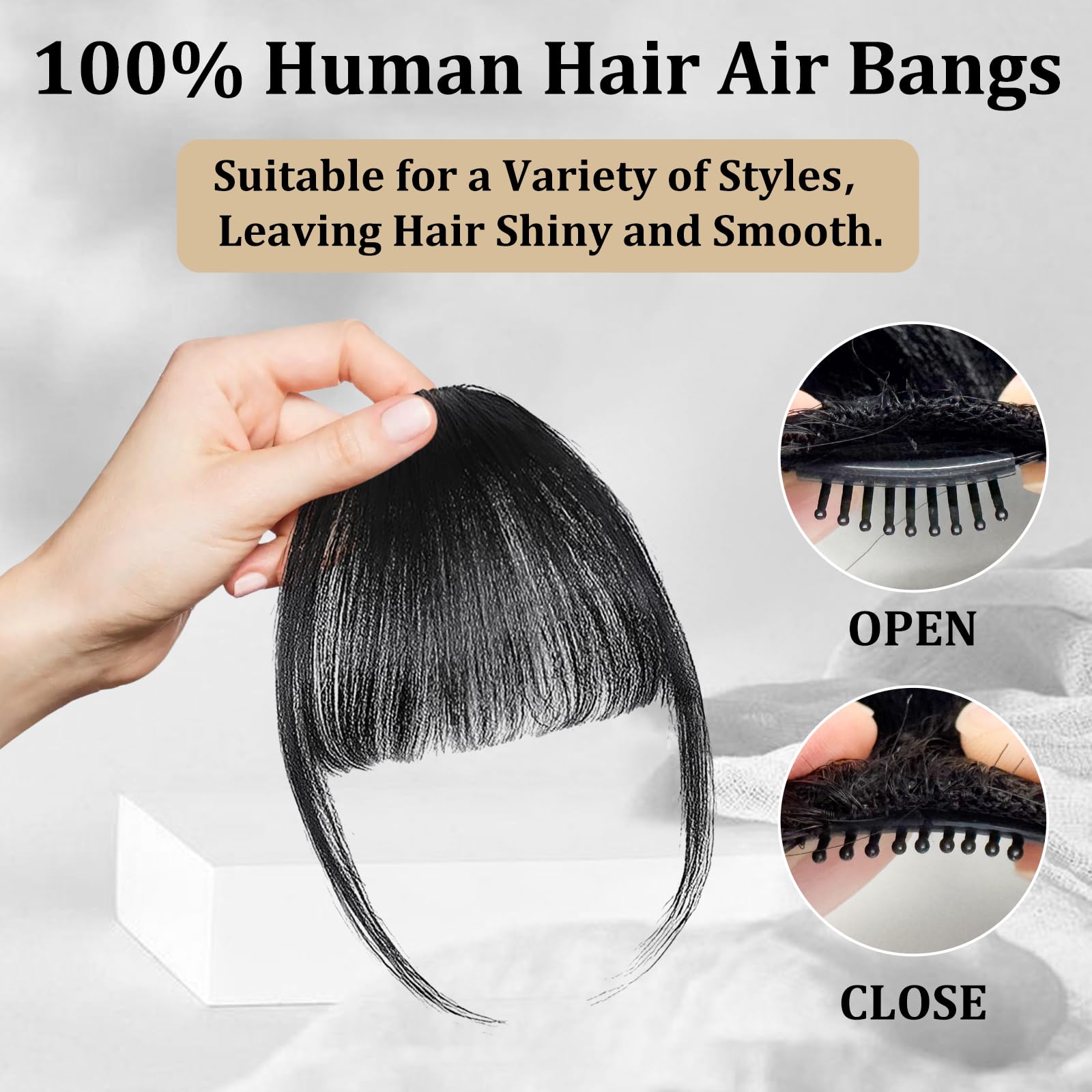 Mtuihfo Clip in Fringe, Fringe Clip in Hair Air Bangs - Image 3