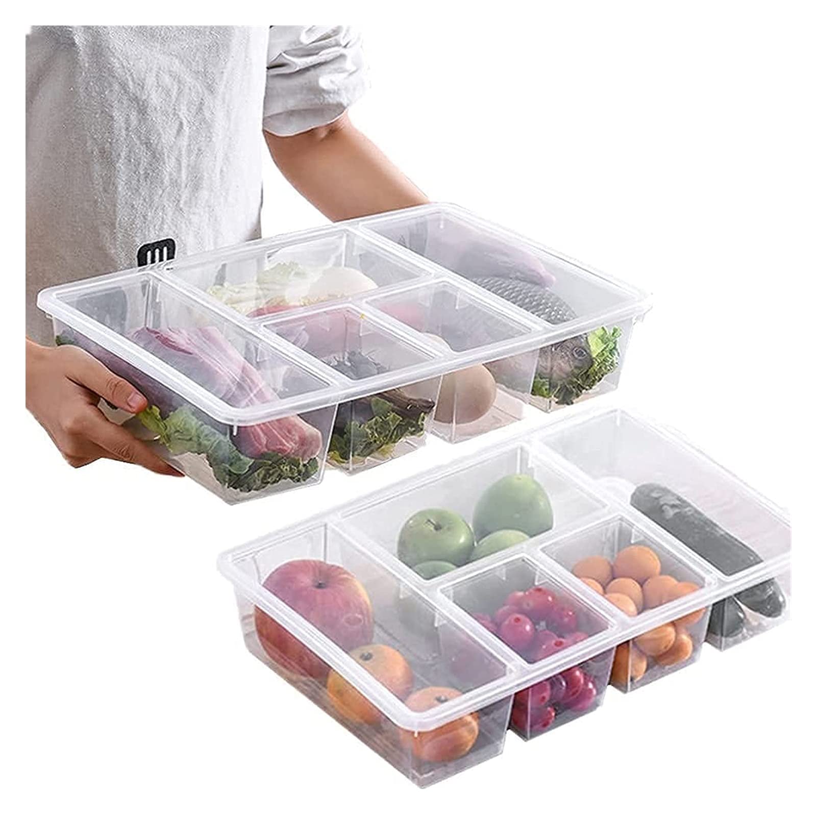 Buy HXR 2 Pcs 5 Compartment Fridge Organizer Container with Lid
