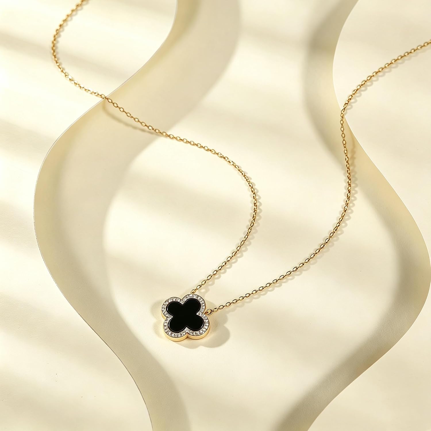 14K Gold Plated Four Leaf Clover Pendant Necklace for Women