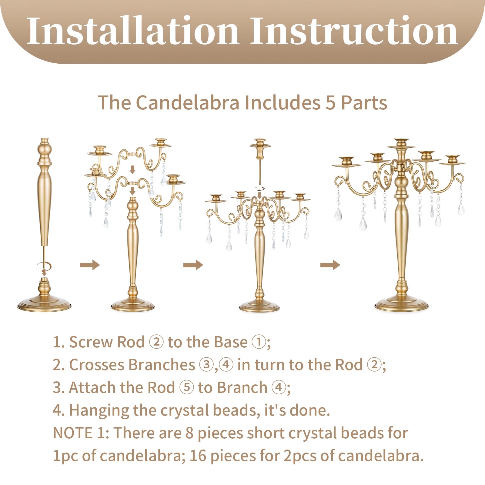 Sziqiqi Oro Candelabri Portacandele per Matrimonio: 5 Braccio andelabri per Candelieri - Set di 2 Portacandele in Metallo per Cena di Natale Ricevimento Fidanzamento Decorazione