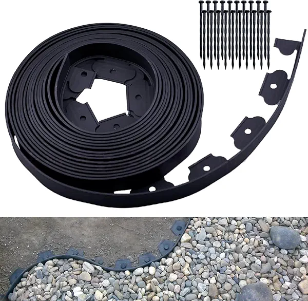 Landscape Edging: 3" X 40' No Dig Landscape Edging with 40 Anchoring Spikes, Garden Border Edging for Landscaping, Flower Bed, Yard,Tree Rings, Pathways