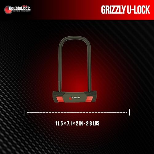 Miniatura 4 de DoubleLock Grizzly U-Lock - Cerradura de bicicleta resistente para bicicletas, scooters y ciclomotores, cerradura en U de acero endurecido antirrobo