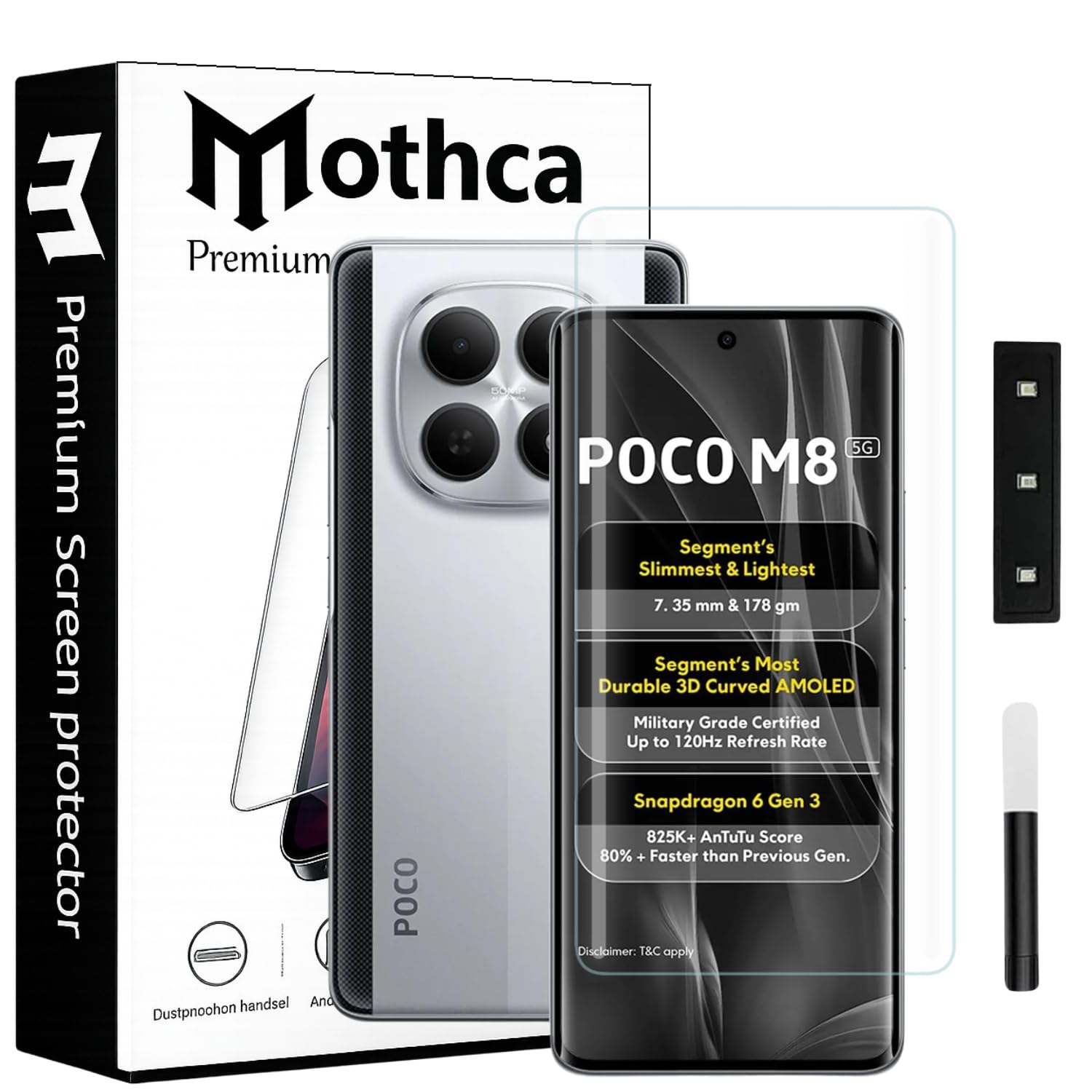 Mothca Premium Curved UV Tempered Glass Screen Protector for Realme GT 6 / GT 6T | HD Clear | Full Screen Coverage (Pack of 1) — Amazon image 10