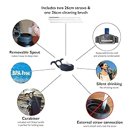 2 Pack - Paravalve High Performance Straw Lid for wide mouth water bottles, Leak-Proof, Insulated, Soft Touch Ring Handle, BPA Free