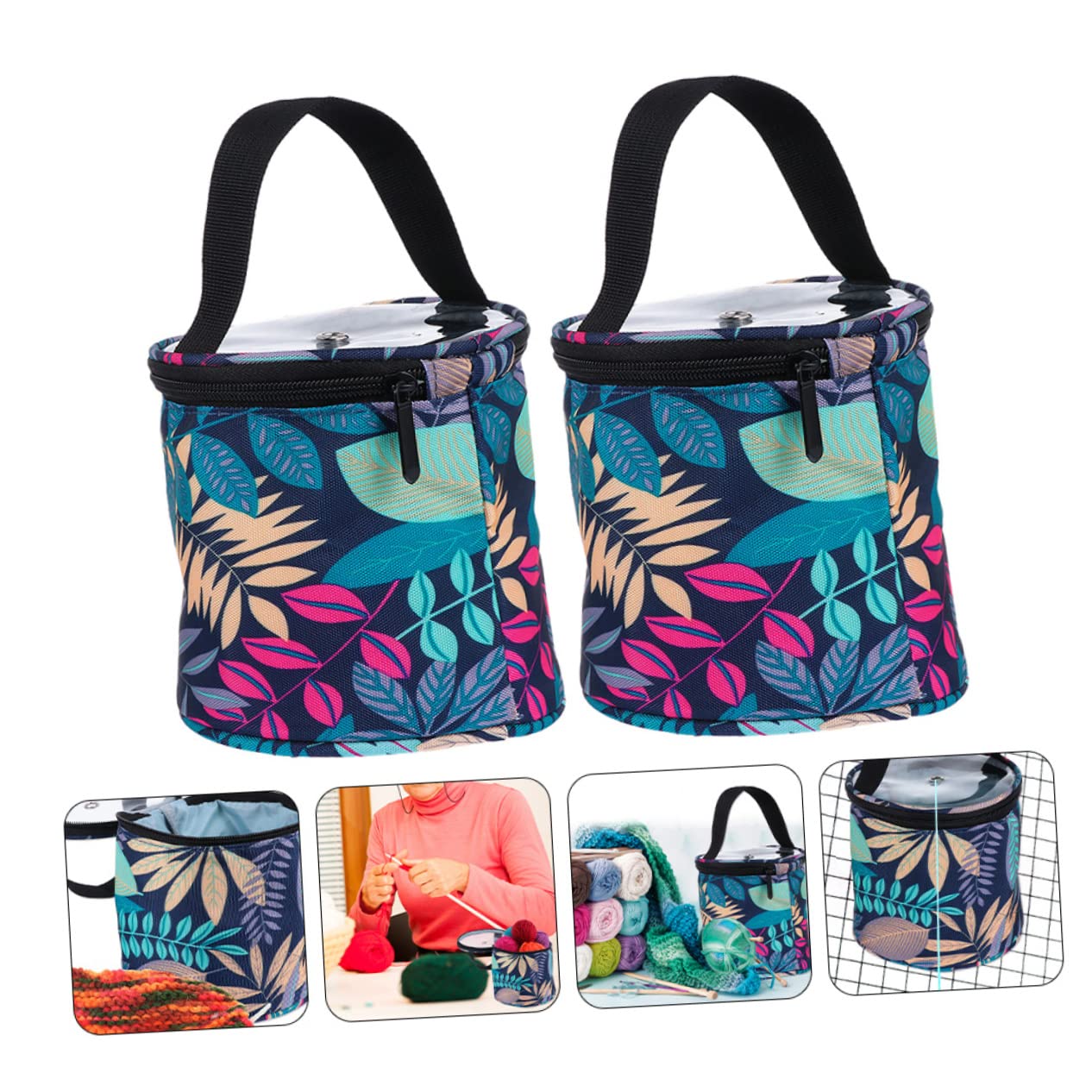 NUOBESTY Bolsa De Almacenamiento De Lana De 4 Piezas Bolso De Ganchillo De Tela Oxford De Viaje