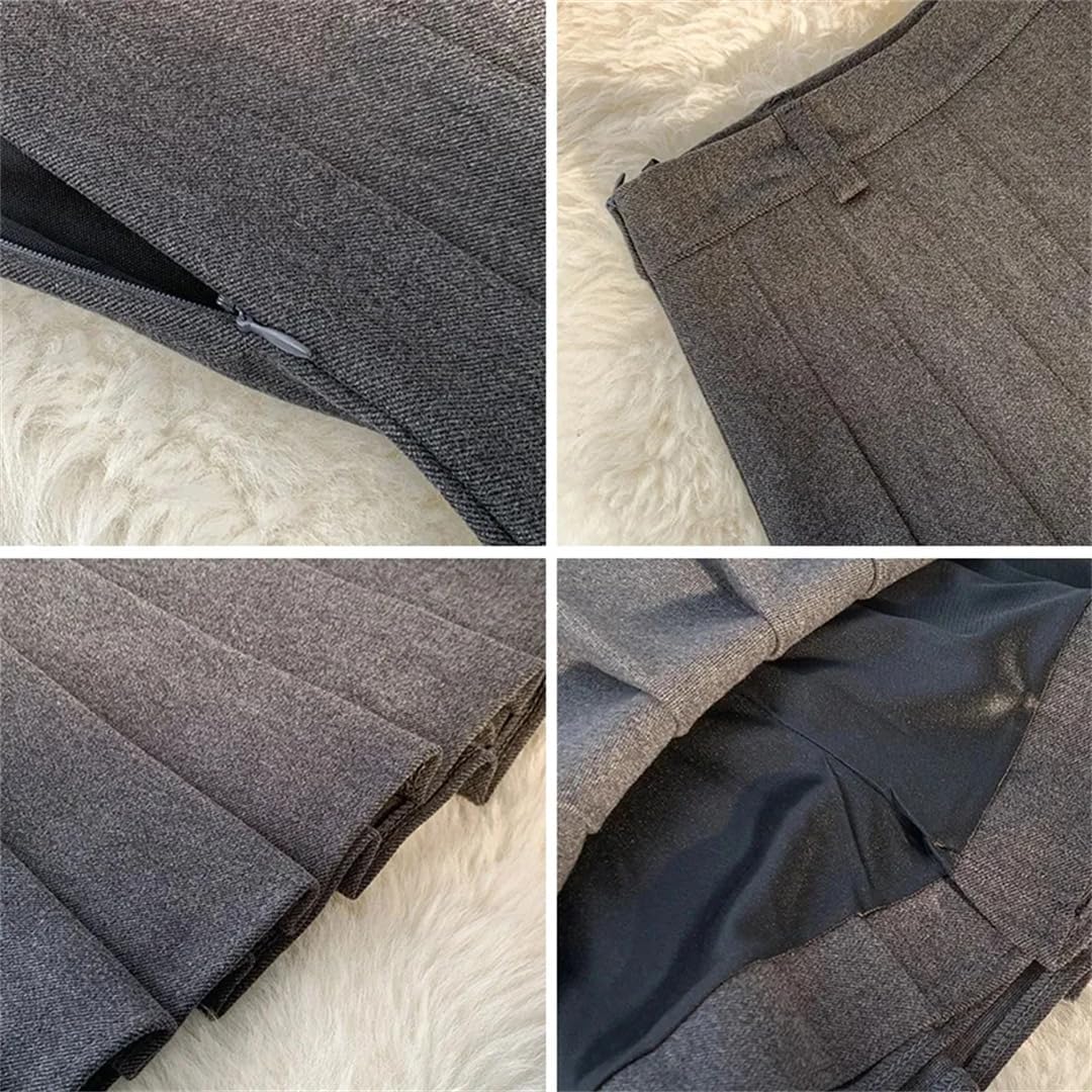 High Waist Pleated Skirts Women Fall Winter Thick Solid Mini Tennis Skirt