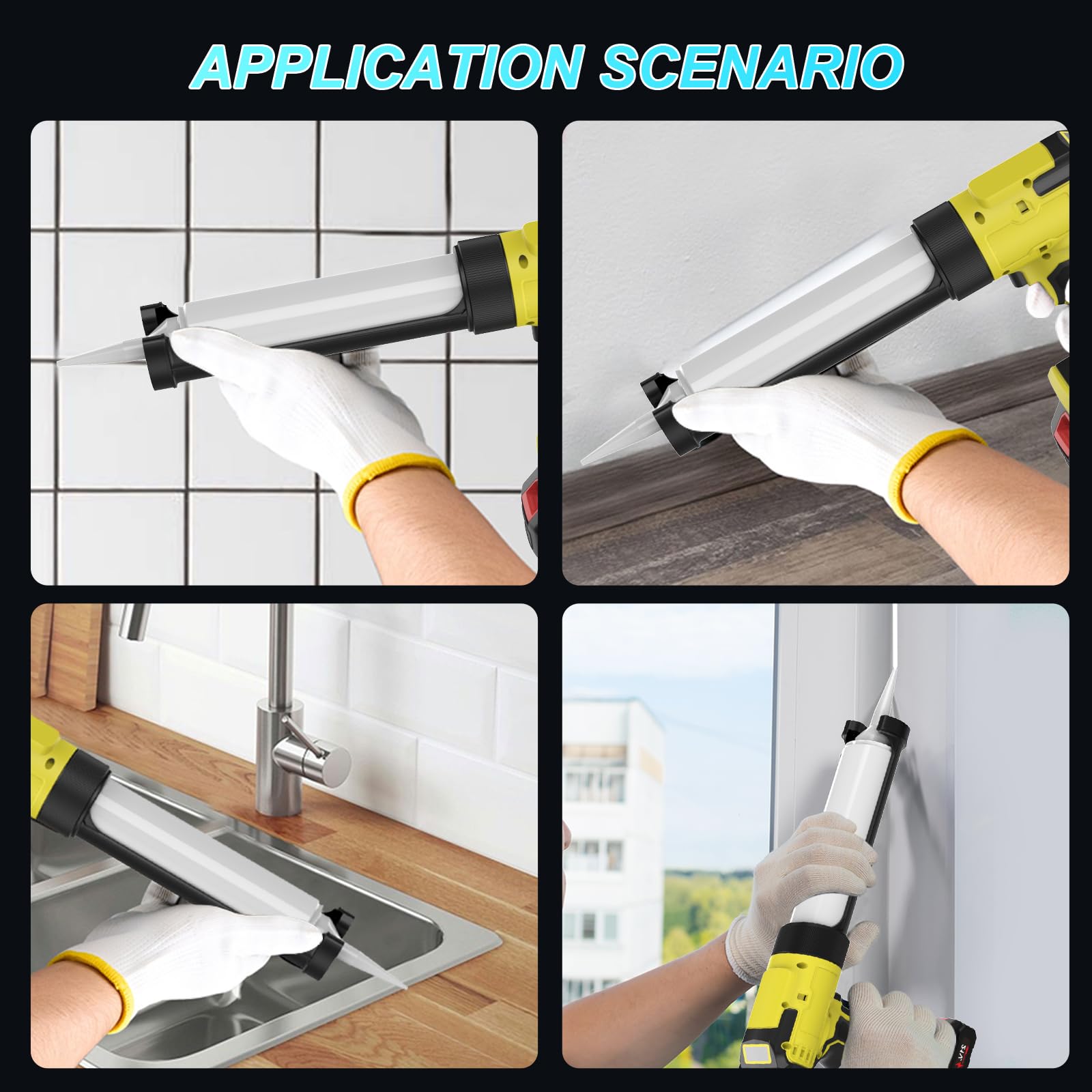 Rociador de kit de batería, compatible con baterías Makita 18 V, pistola de cartucho eléctrico, con 6 velocidades ajustables, luz LED, pistola de silicona para sellado, masilla (sin amarillo batería)