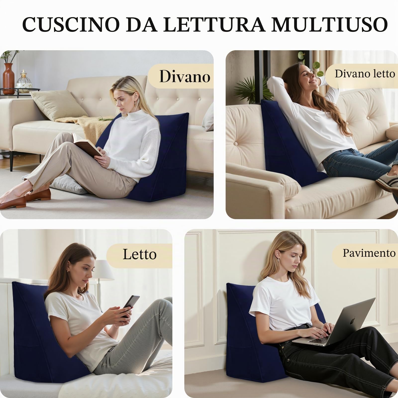 Cuscino a Cuneo Testiera Cuscino da Lettura Cuscino Triangolare Supporto Schienale per Sedersi a Letto Cuscino di Supporto Posizionamento per Divano Letto Diurno Fodera Rimovibile