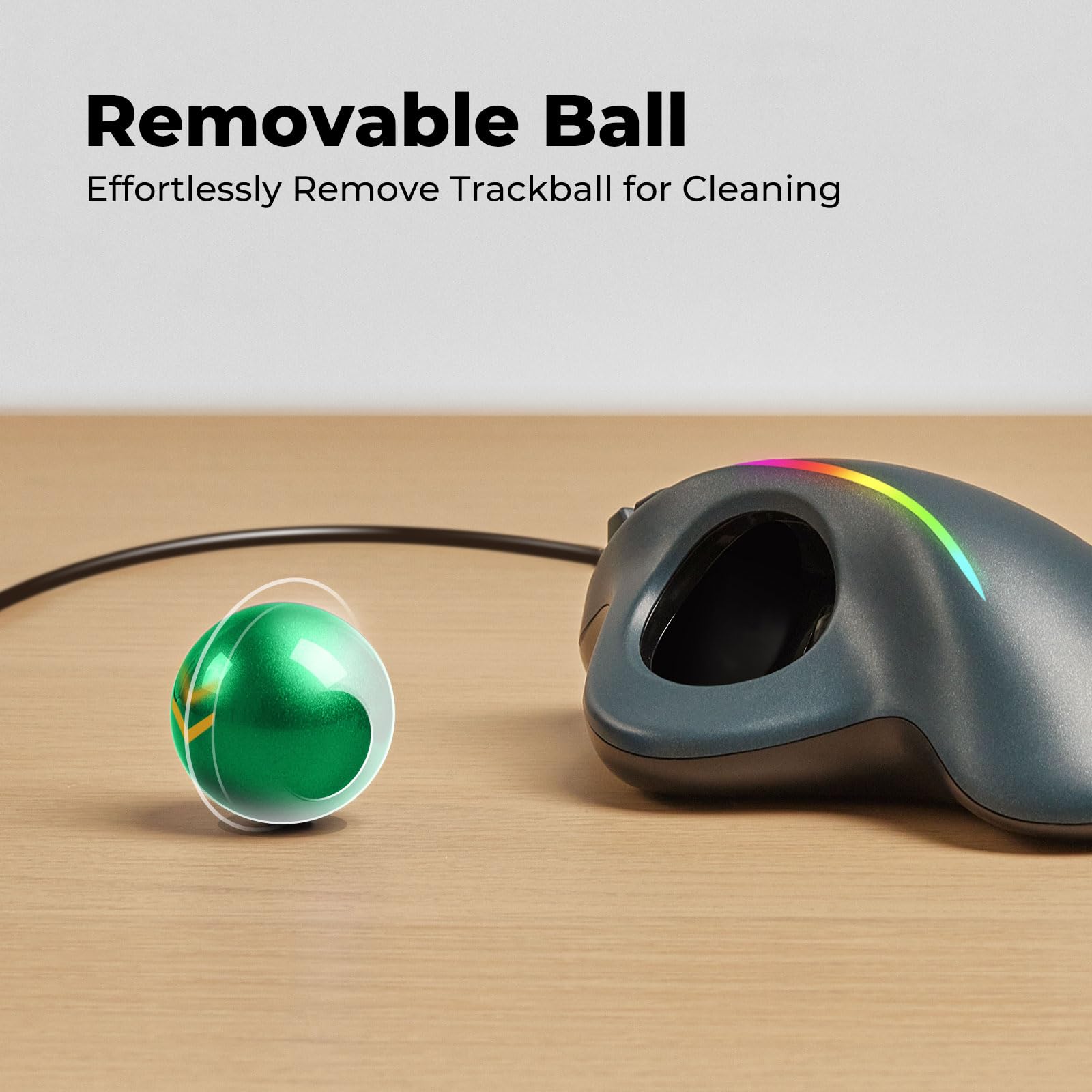 Souris Trackball filaire RGB - Vert
