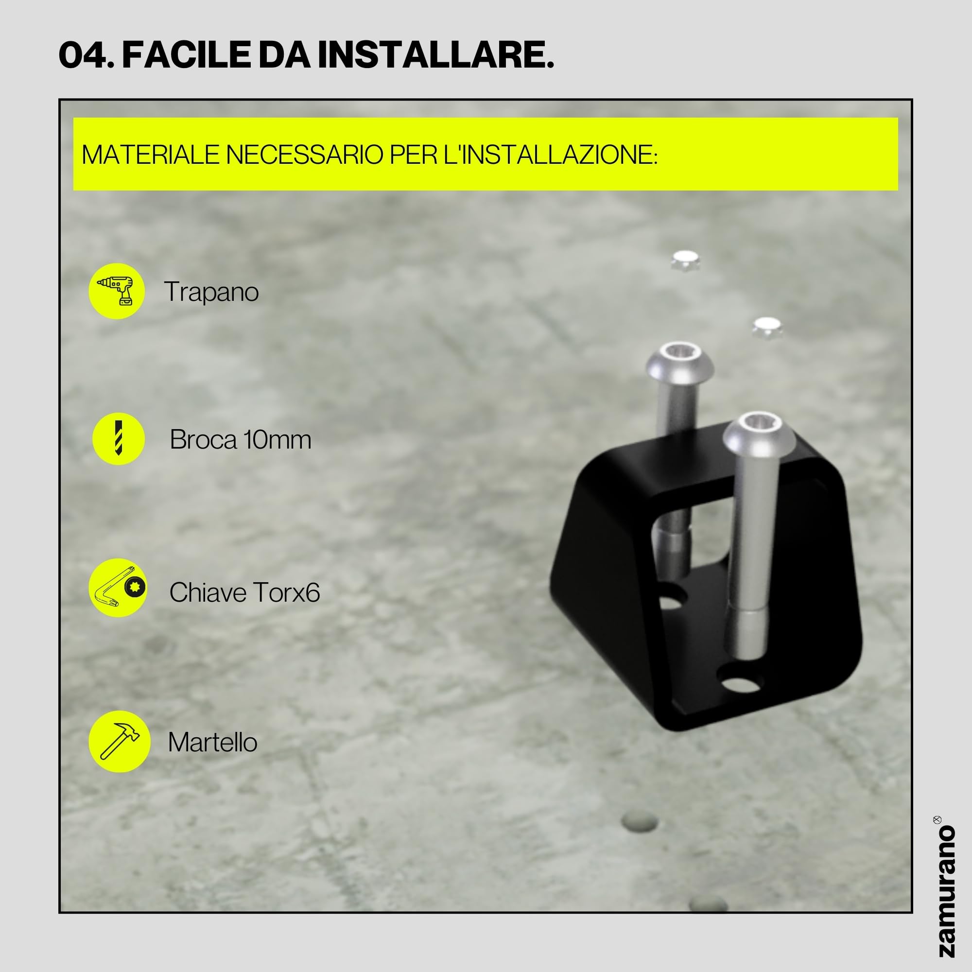 Ancoraggio antifurto ad alta sicurezza per catena. Ideale per moto e bici. Ceppo per pavimento o parete (1)