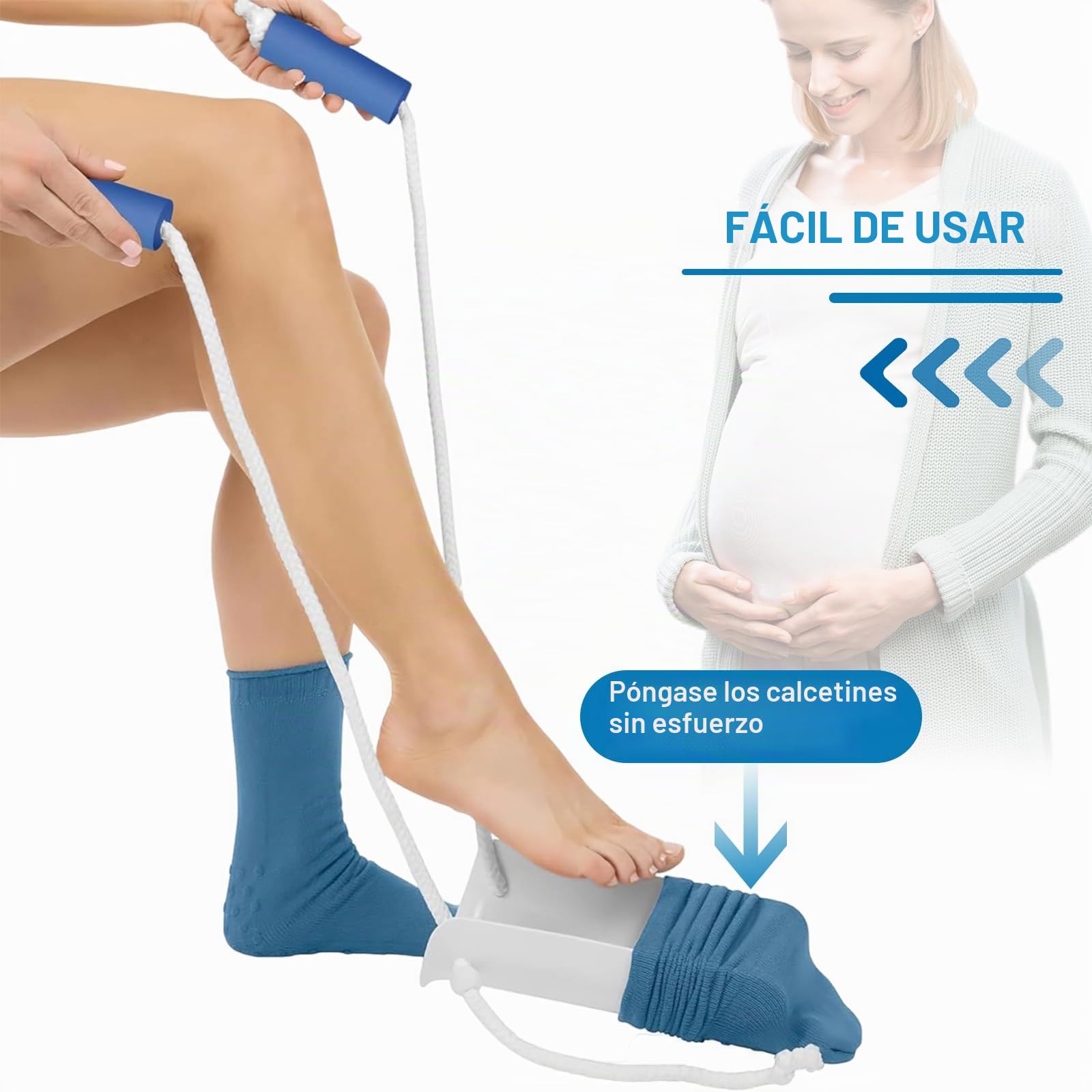 Ayuda de vestirse para calcetines, ayuda para calzar calcetines, ayuda en forma de U para ancianos y discapacitados, mujeres embarazadas para medias y medias de compresión