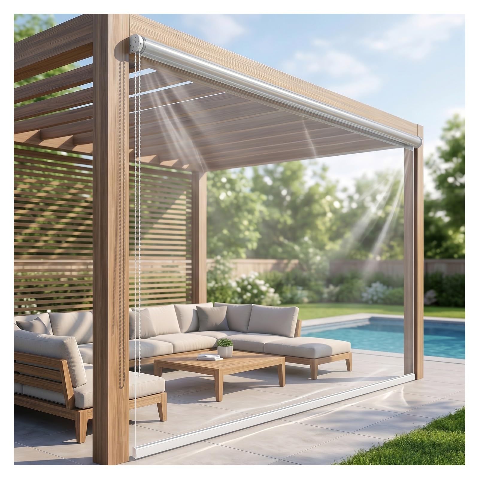 Zxcasdf One Color Clear Waterproof Roller Blinds，Transparent Vinyl Pvc Roller Shades，Porch Blinds For Wind And Rain，Outdoor Terrace Balcony Gazebo Waterproof Transparent Roller Blinds(W100*H160cm/W39.37*H62.9in)