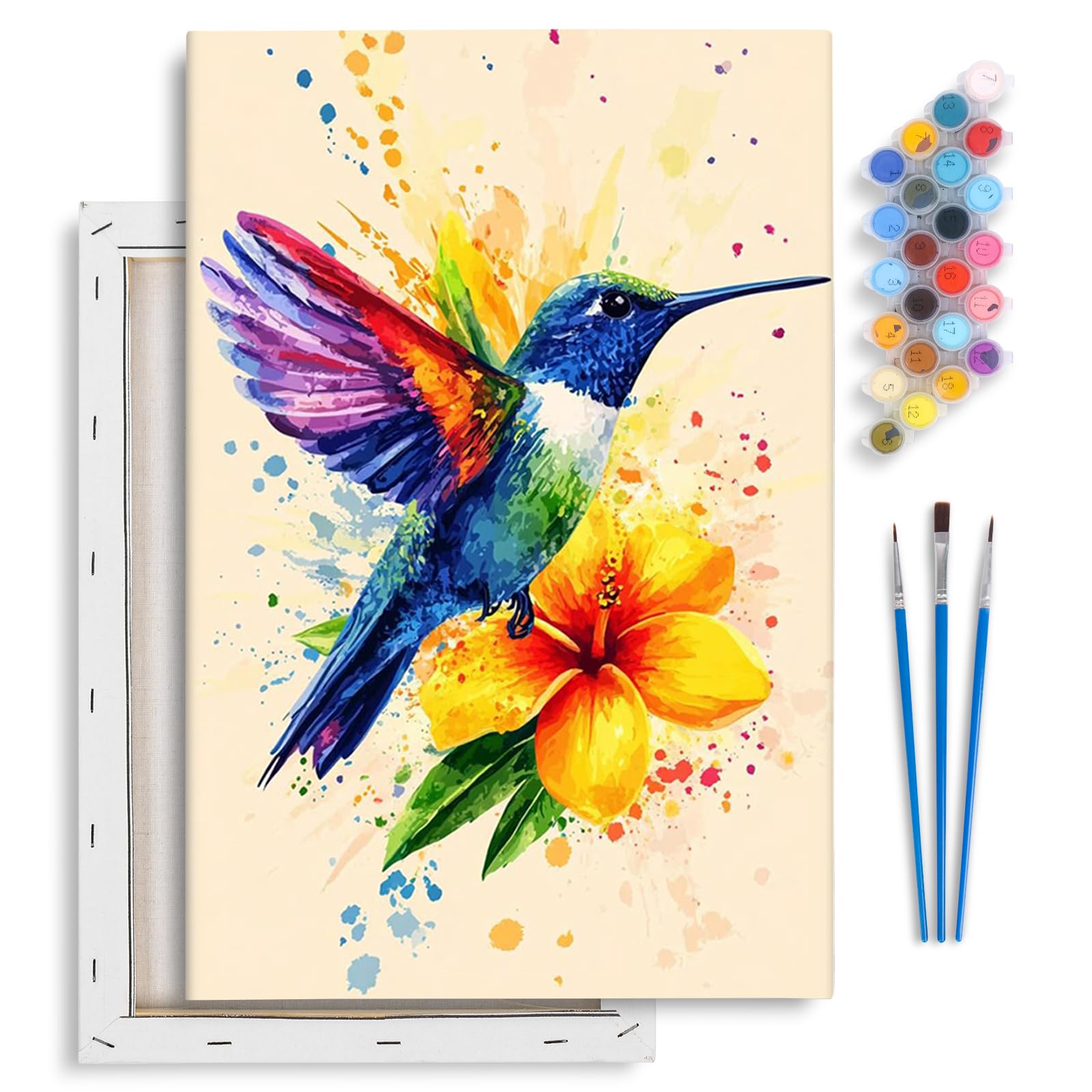 Fountor Uk-F-06 Hummingbird Paint By Numbers For Adults With Frame Beginner 20X30 Cm