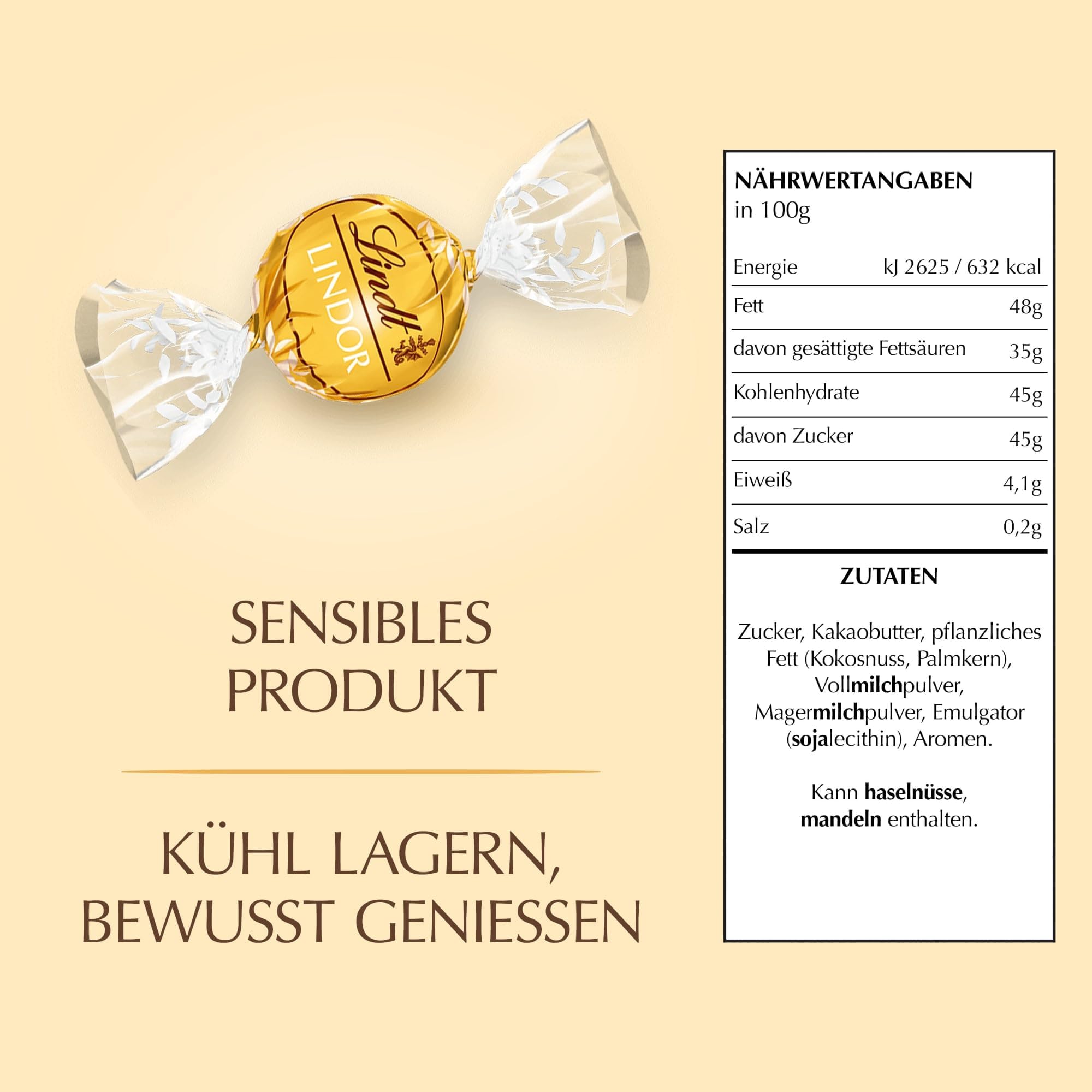 Lindt LINDOR Weiße Schokoladen Kugeln 1kg Großpackung mit zartschmelzender Füllung