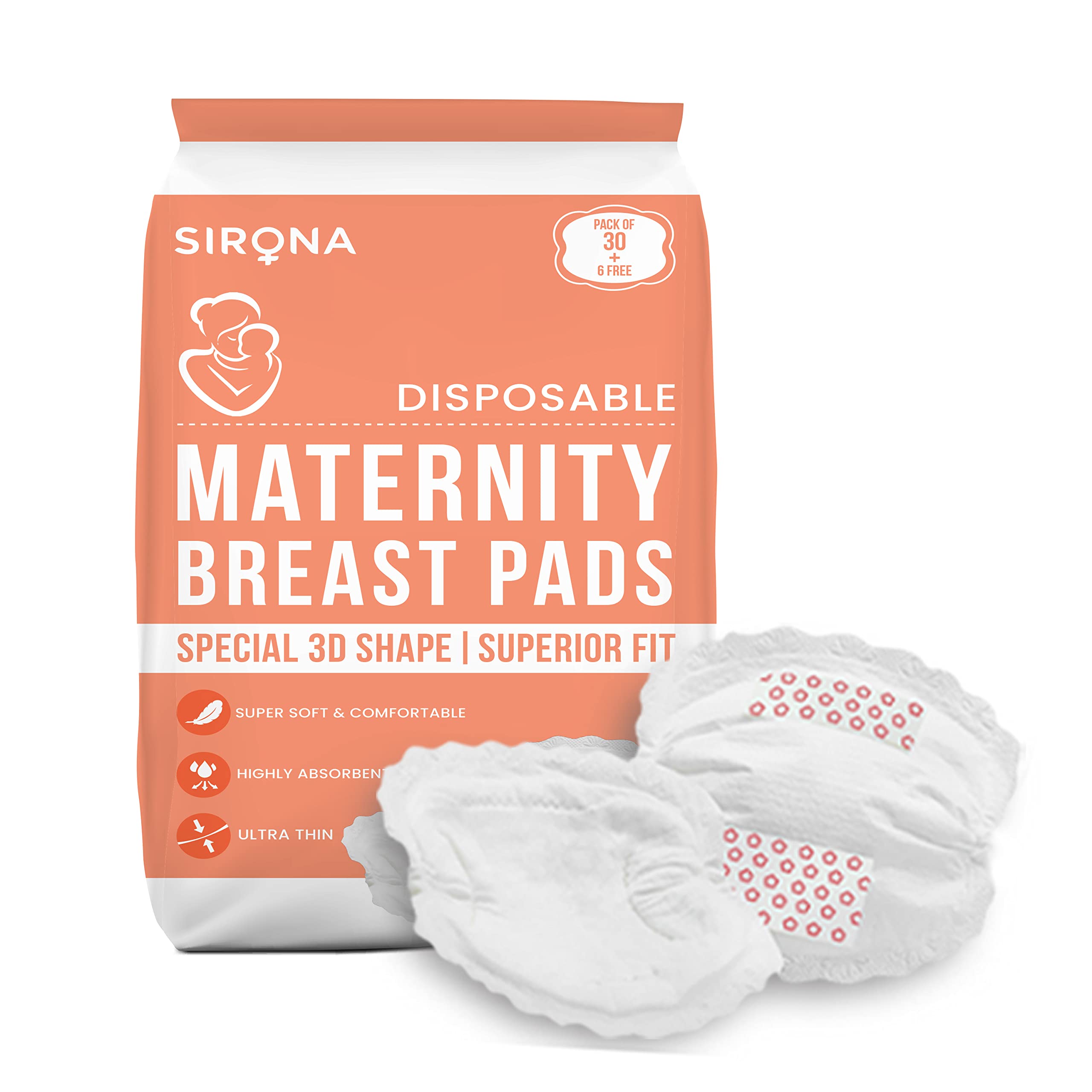 Sirona Disposable Maternity and Nursing Breast Pads for Women (36 Pads (Pack of 1))