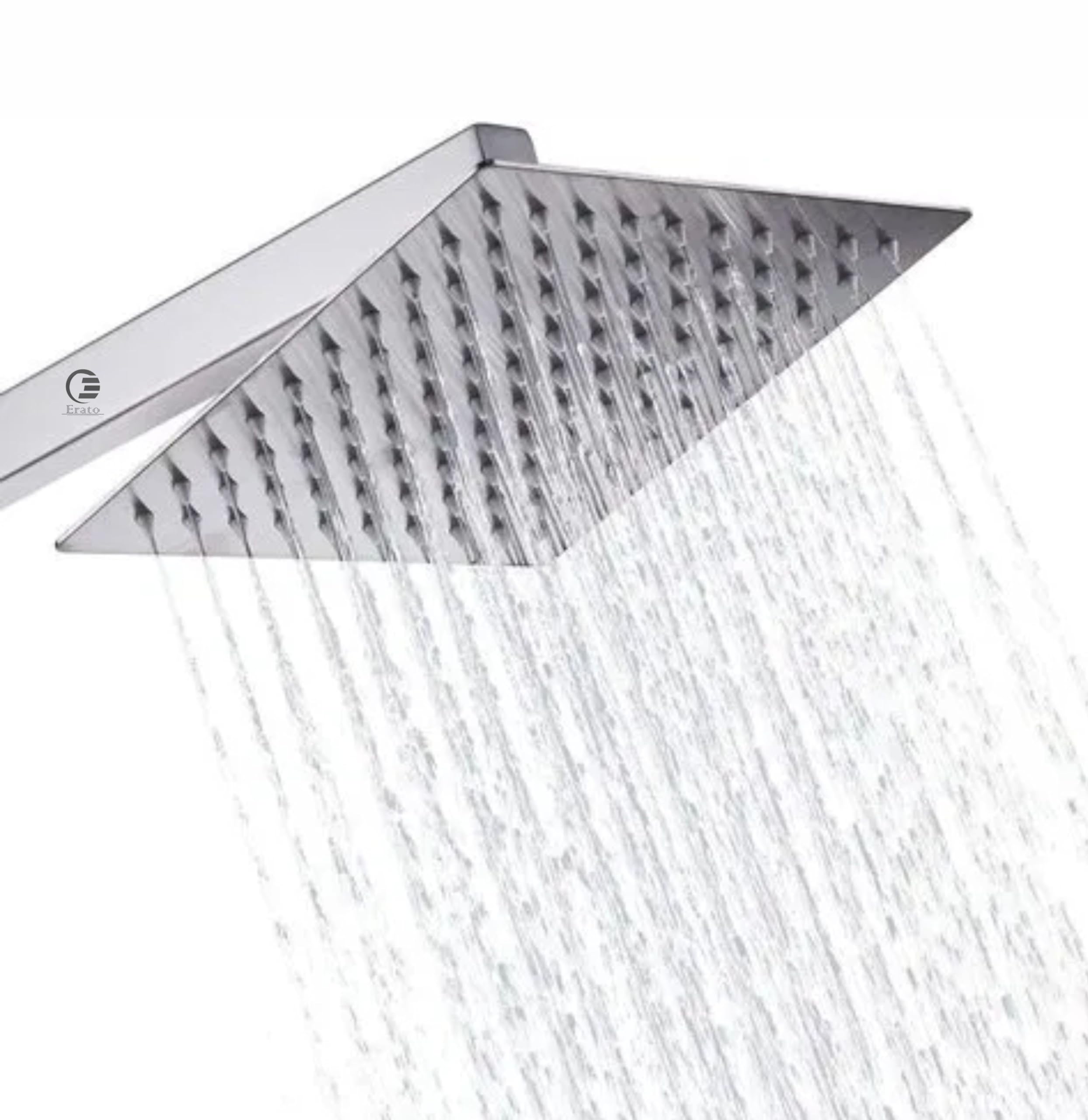 ERATO™ Stainless Steel 304 Mirror Ultra Slim Rainfall High Pressure Bathroom Head Shower With Arm (4x4 Shower With 9 in, Stainless Steel)
