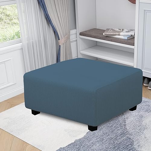 Vista 557 de Easy-Going - Funda elástica para taburete otomano, funda protectora para muebles, funda rectangular con parte inferior elástica Beige