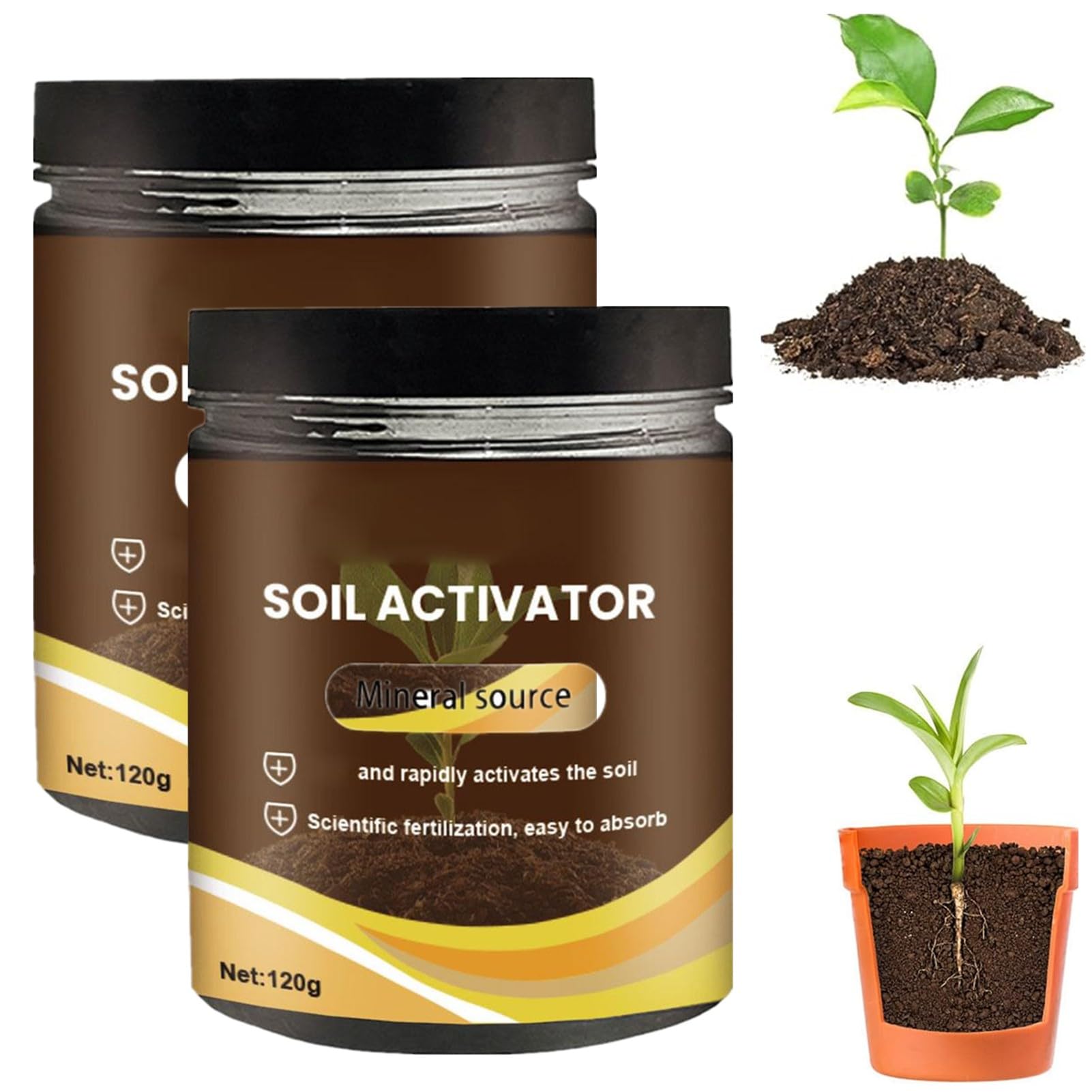Organic Soil Activator and Plant Fertilizer for Garden Beds Lawns and Houseplants Soil Activated Treasure for Root Growth and Compaction Prevention Potting Mix Revitalizer 120g