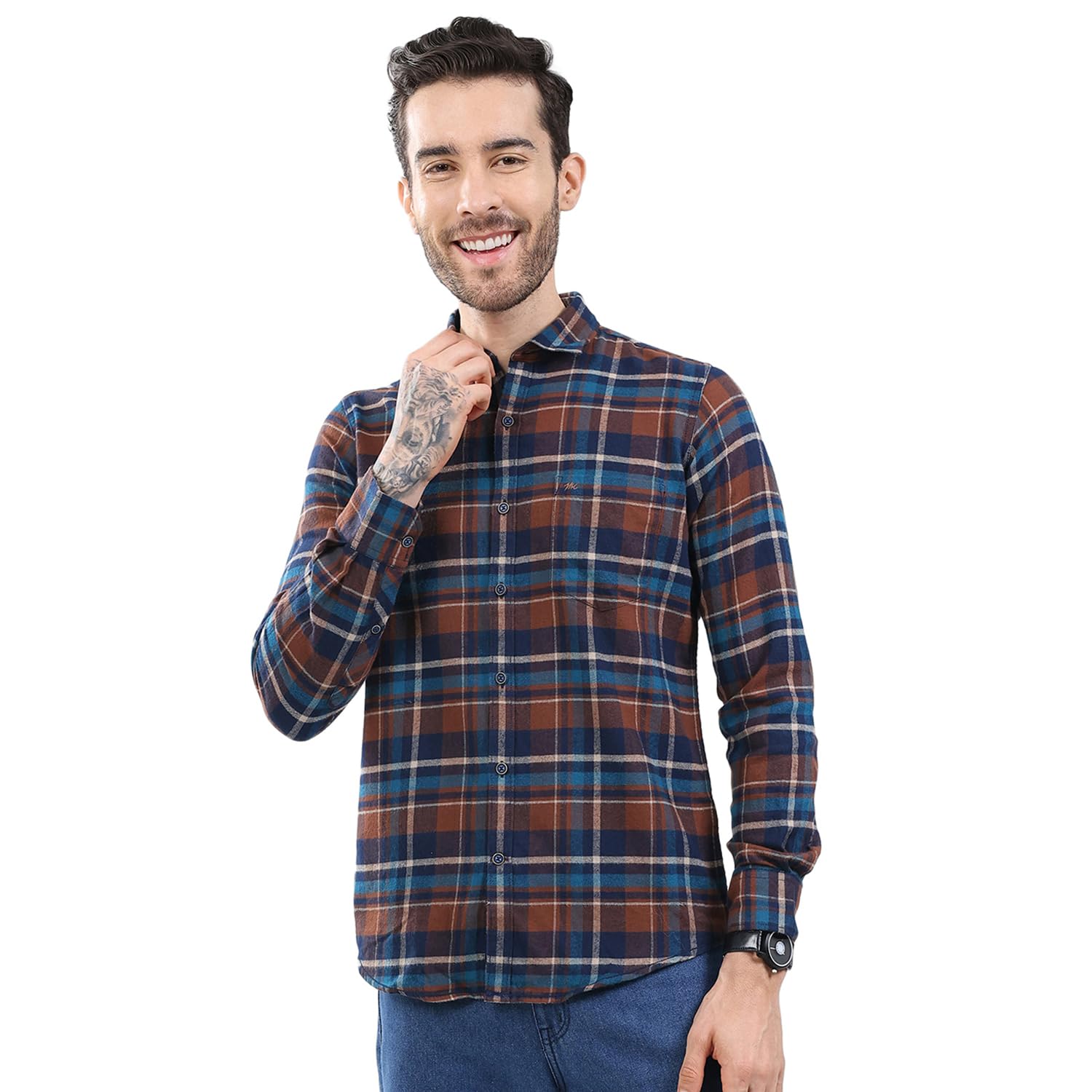 Men's Regular Fit Summer Shirt | Checkered Collar Neck | Full Sleeve Button Closure Stylish Shirt for Men's-image-36