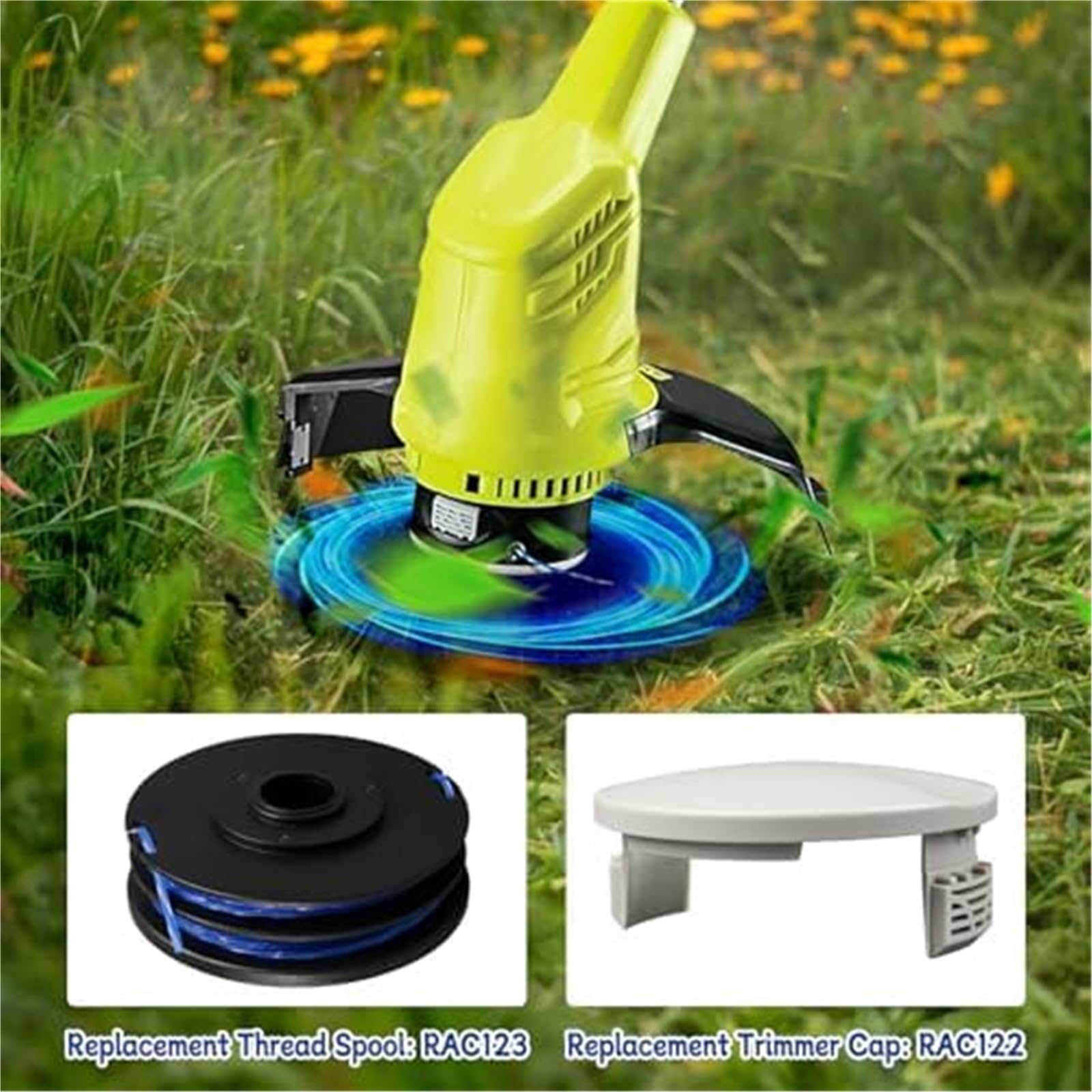 Bobina automática para cortadora de césped Línea de Carrete de cortacésped Rac123, para Ryobi 1,6 mm x 8. Recortadora de Repuesto Rlt4027 Rlt4125 Rlt5027 Rlt6030 Rlt5127 Rlt6130(Black 8 2)
