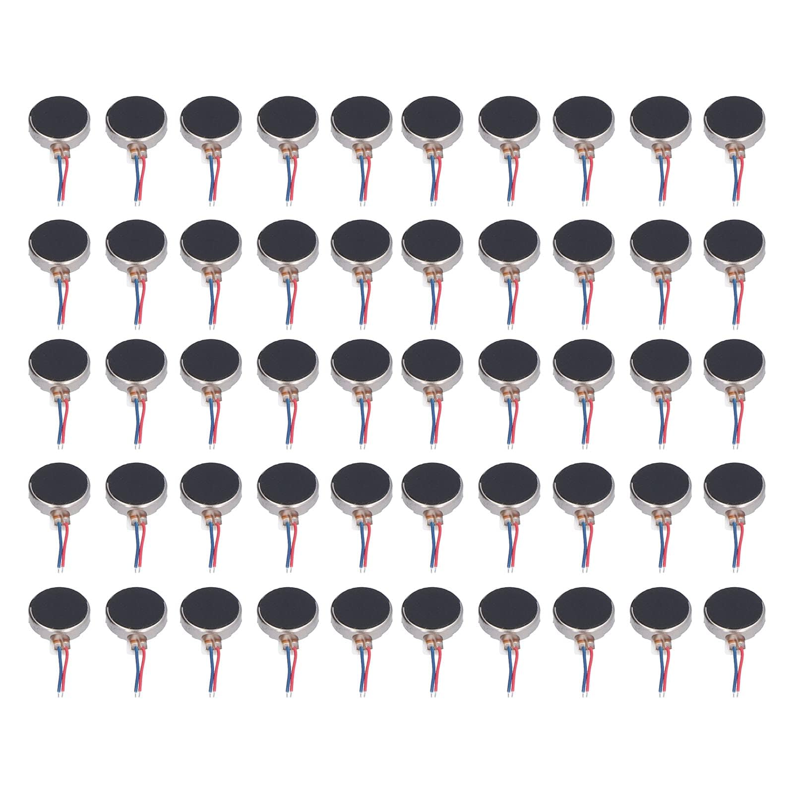 50Pcs Mini Motori a Vibrazione Anti Interferenza 12000 RPM Motori a Vibrazione a Moneta Piatta per Cellulare e Cercapersone DC 3V 10x2.7mm