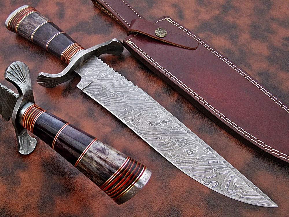 KE-0289-HK CUSTOM HANDMADE DAMASCUS STEEL HUNTING KNIFE 16"