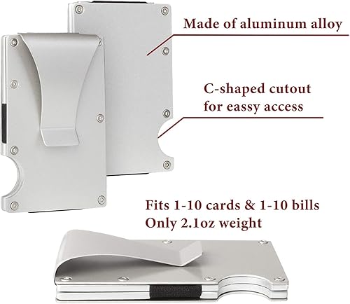 Miniatura 4 de Monedero RFID para hombre regalo minimalista de fibra de carbono Monedero clip de dinero para hombres de aluminio cartera marido papá hijo ideas